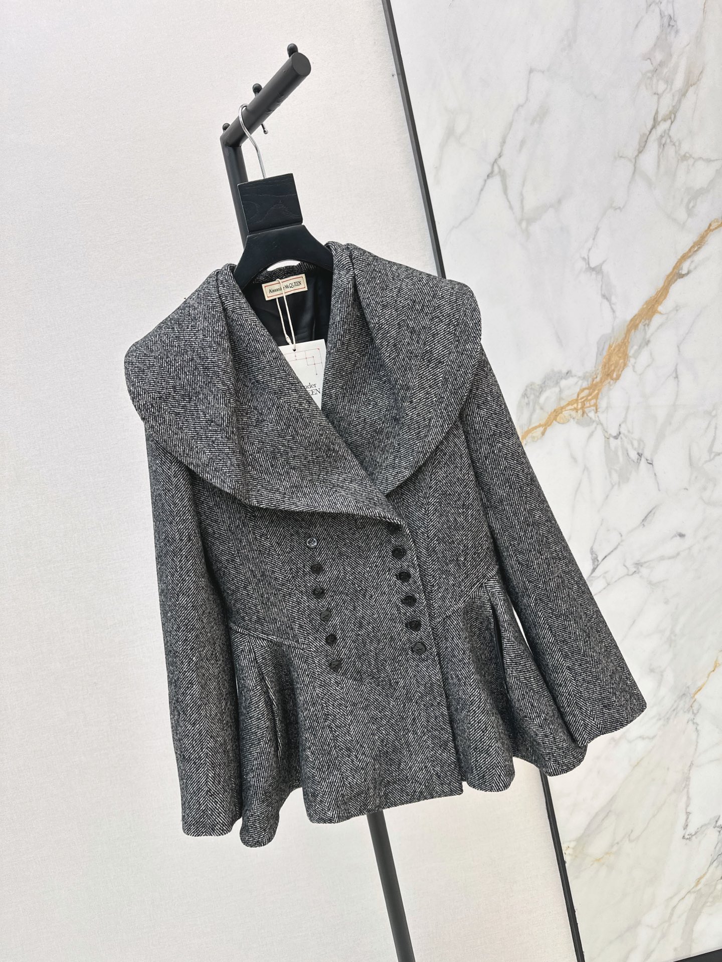 Alex 26fw herringbone peplum blazer