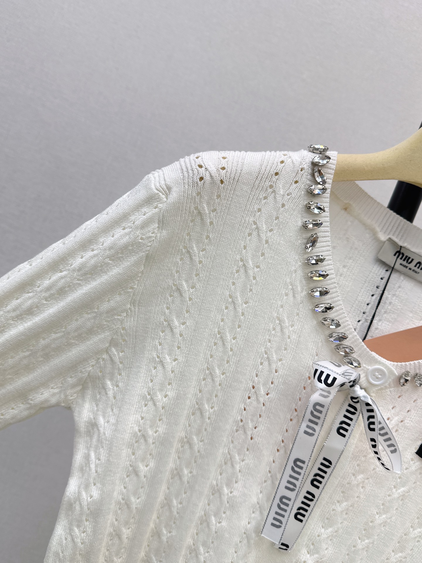Miu 26fw cable knit cardigan