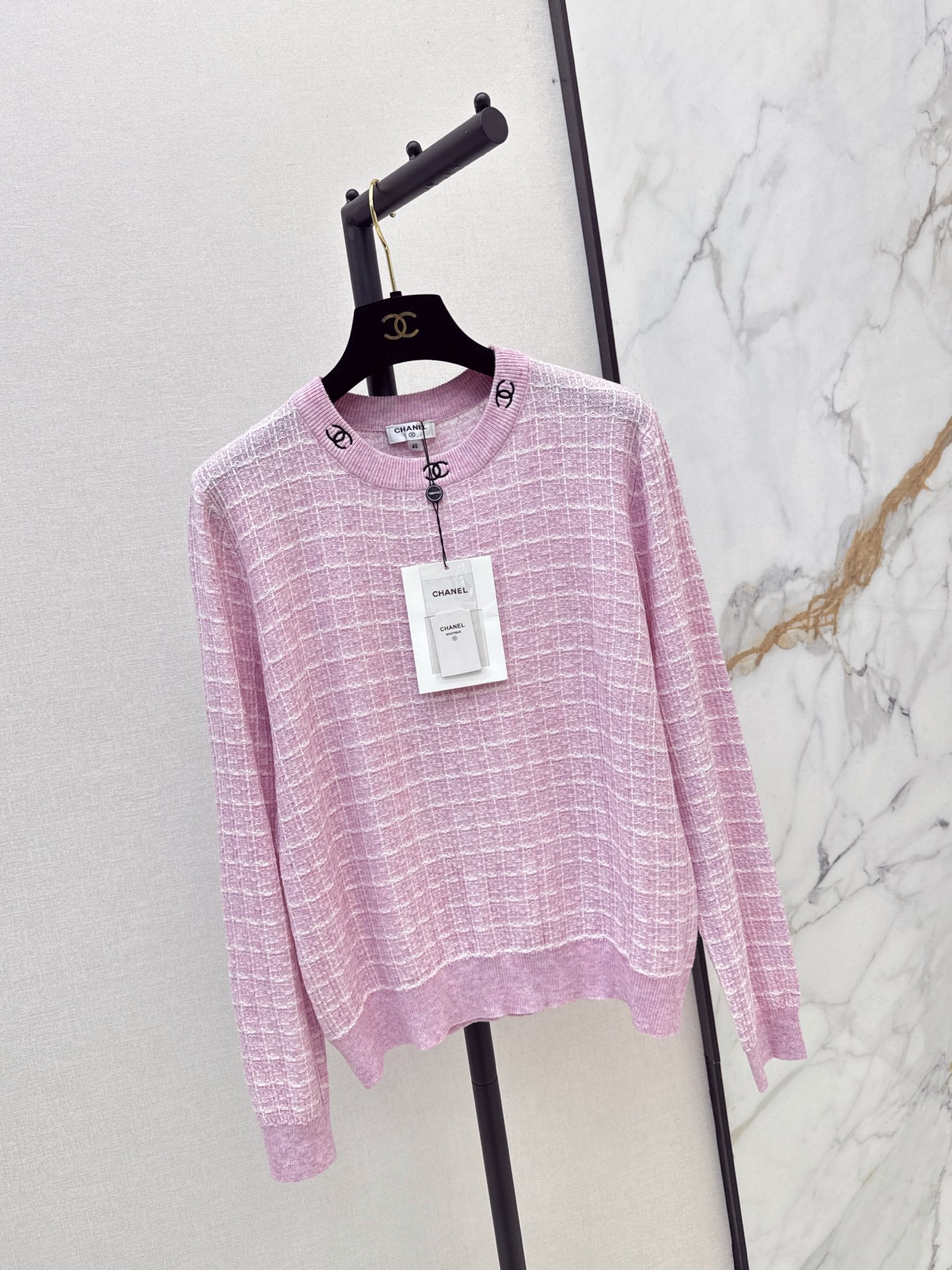 Chan 26fw check jacquard sweater