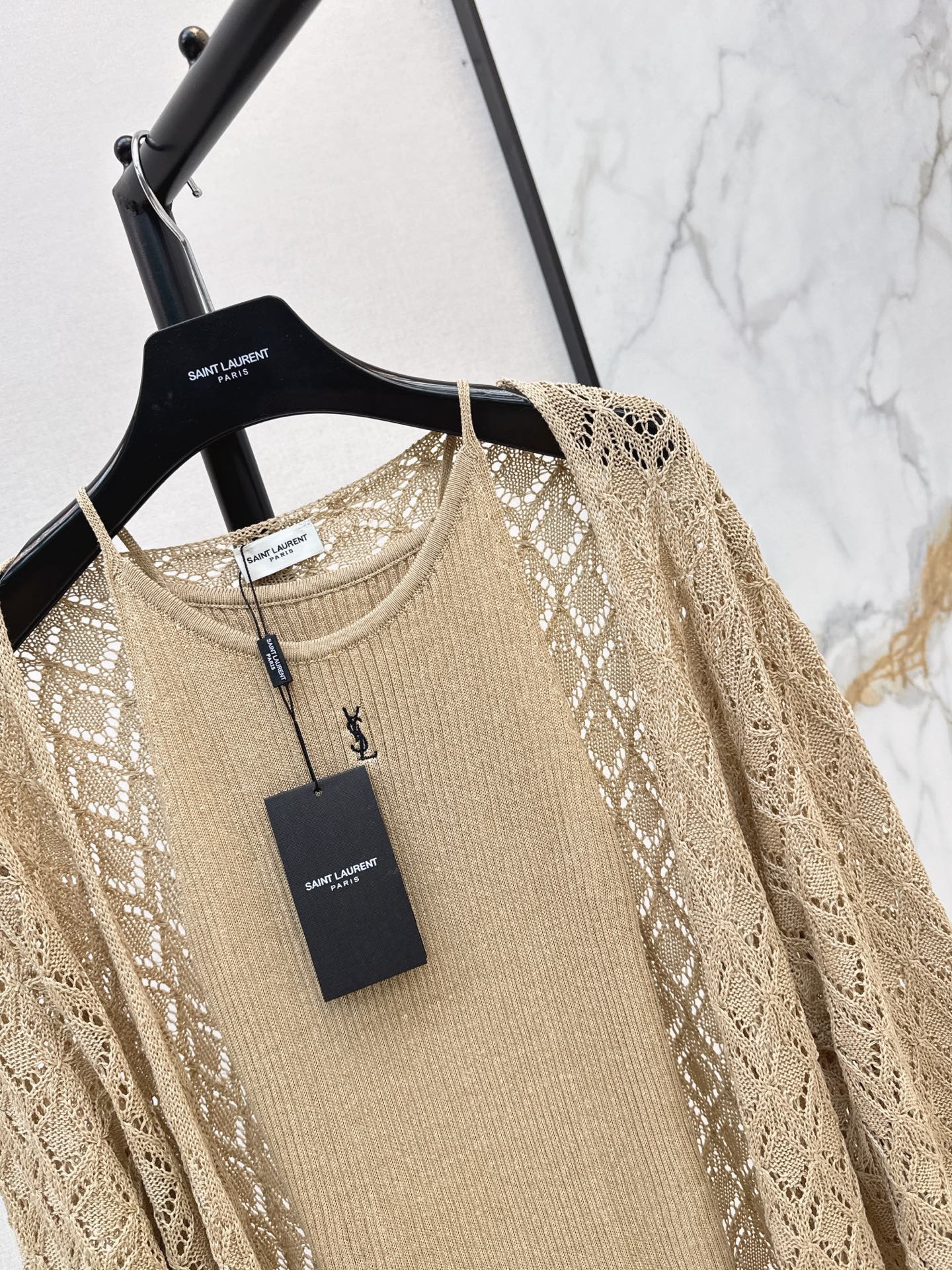 Sain 26fw hollow knit cardigan vest sets