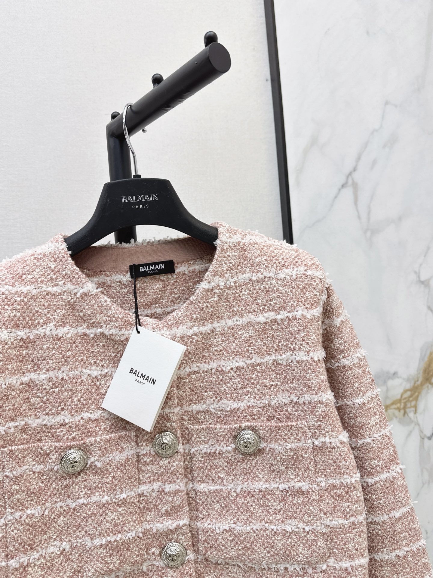 Bal 26fw stripe knit cardigan