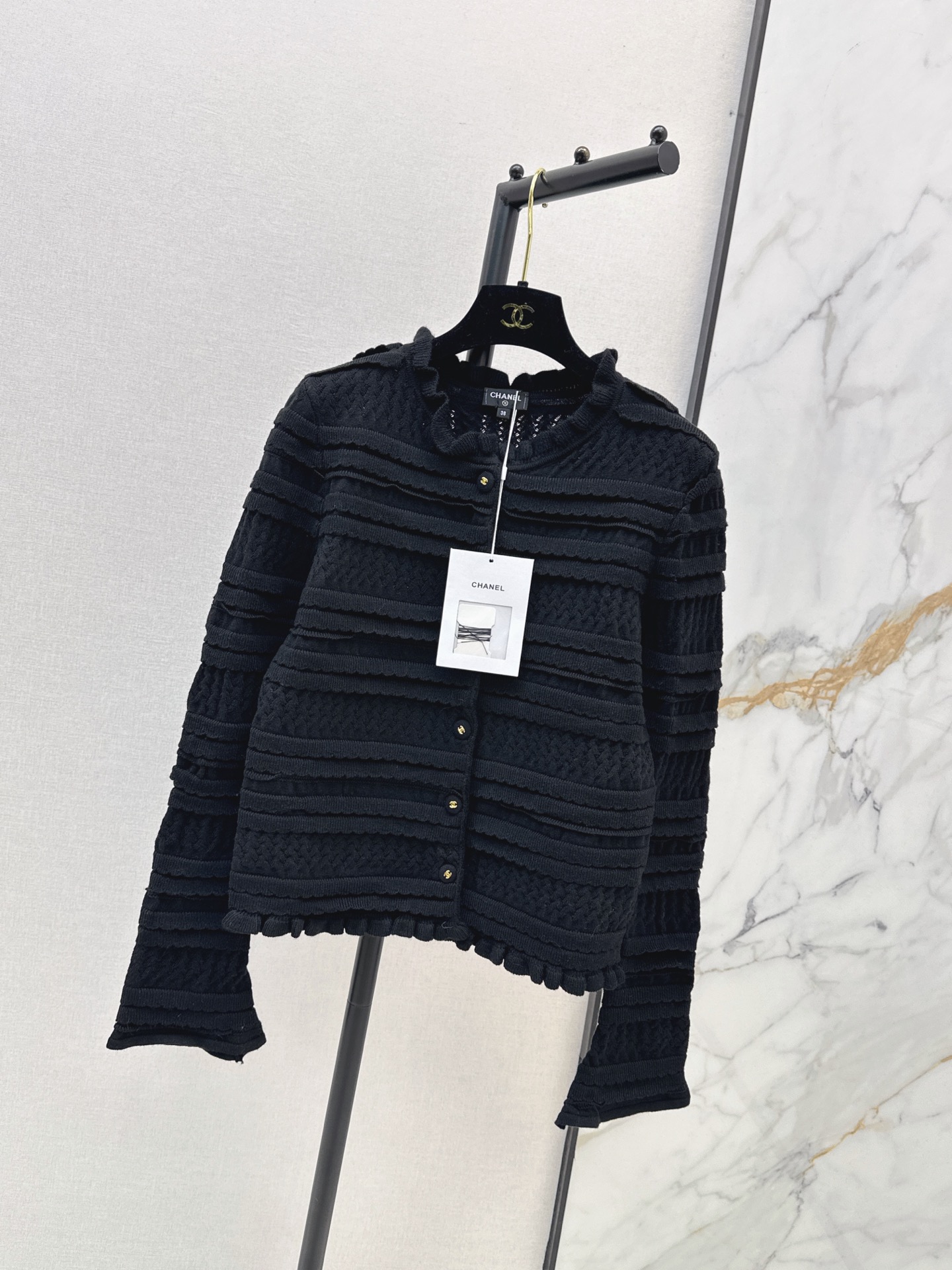Chan 26fw ruffle knit cardigan
