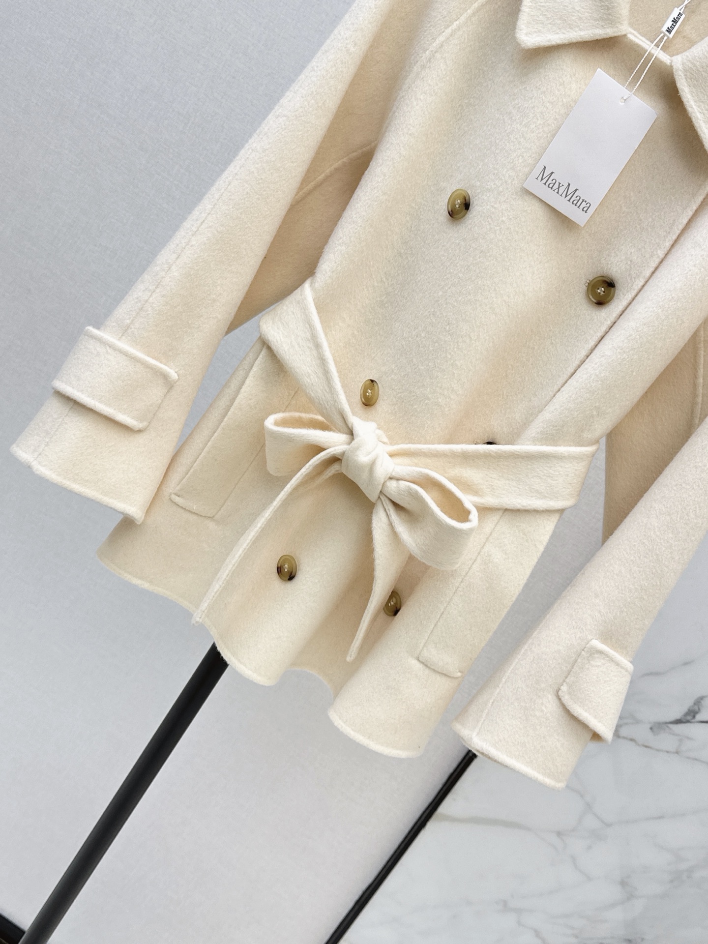 Max 26fw belted double button overcoats