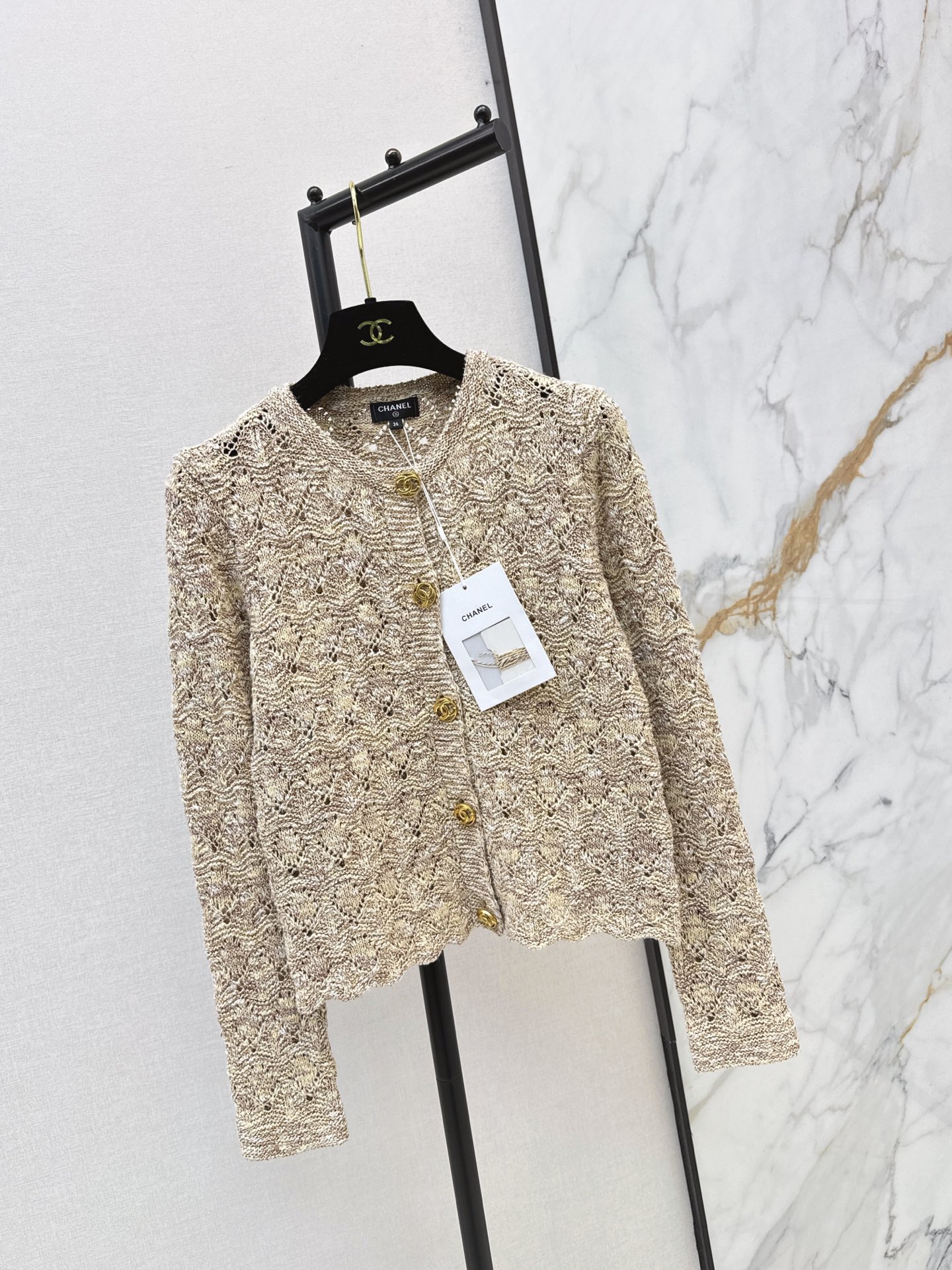 Chan 26fw hollow jacquard cardigan