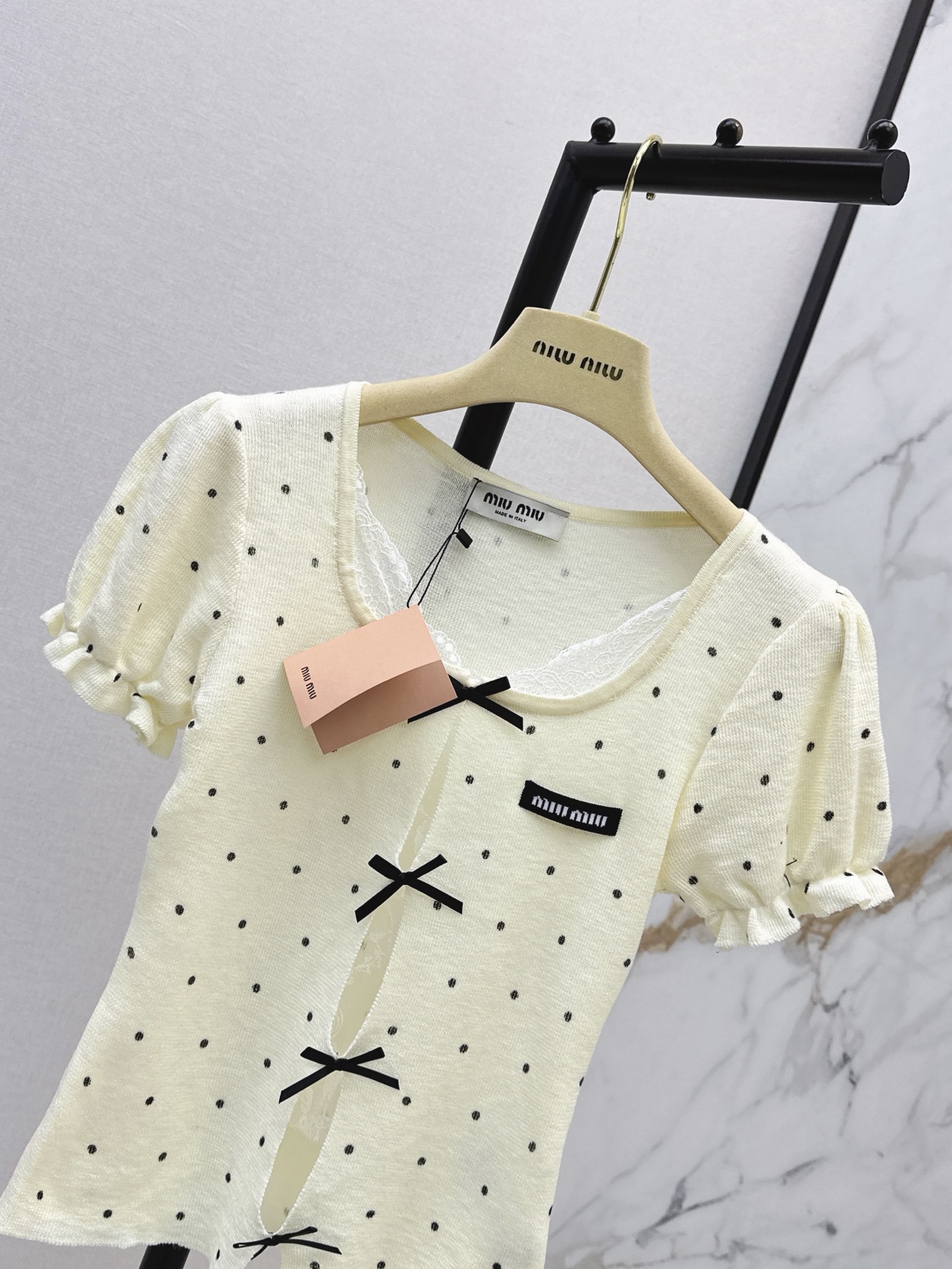 Miu 26ss pokla dots knit top