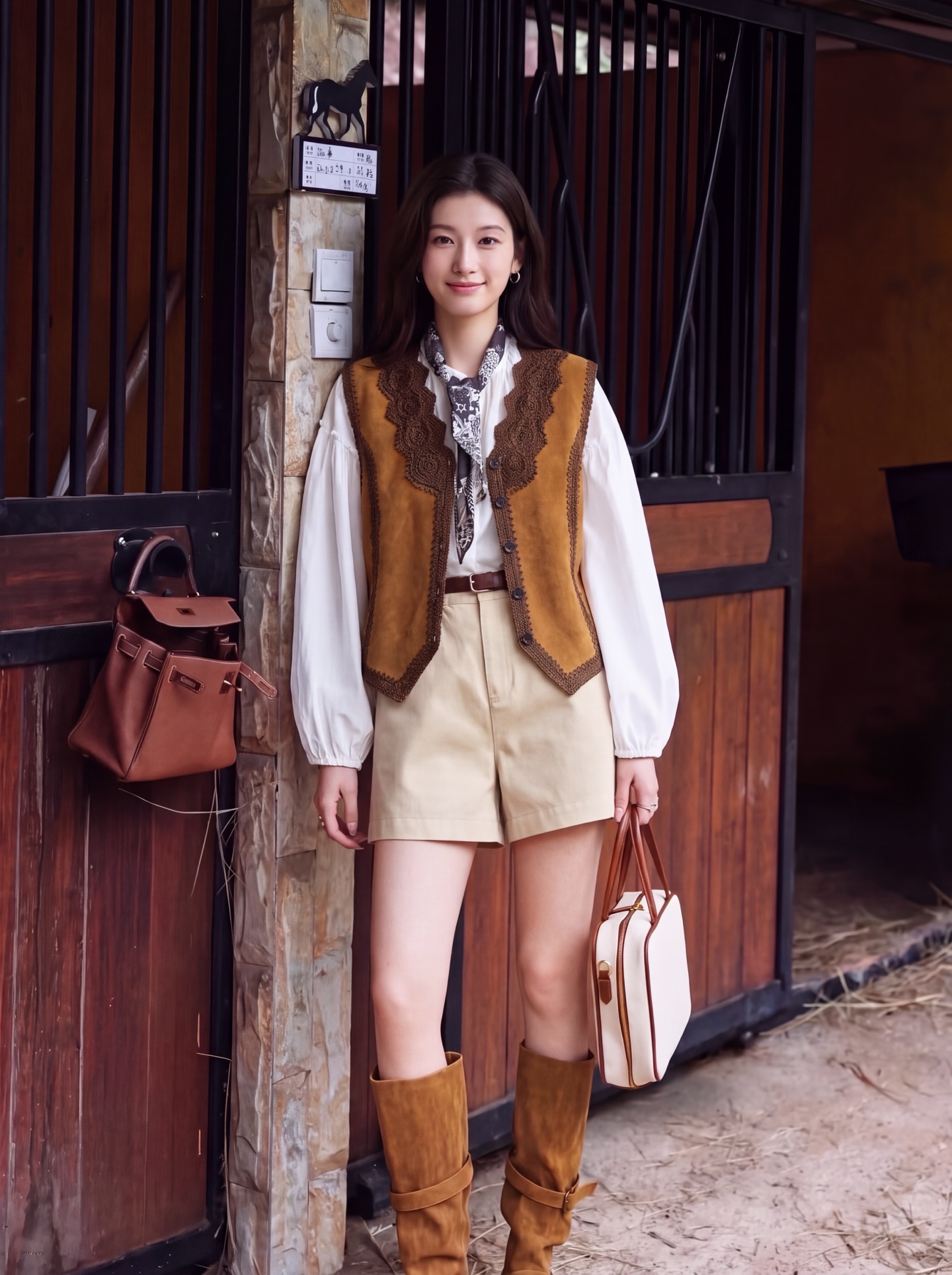 ES 26fw suede fleece leather vest