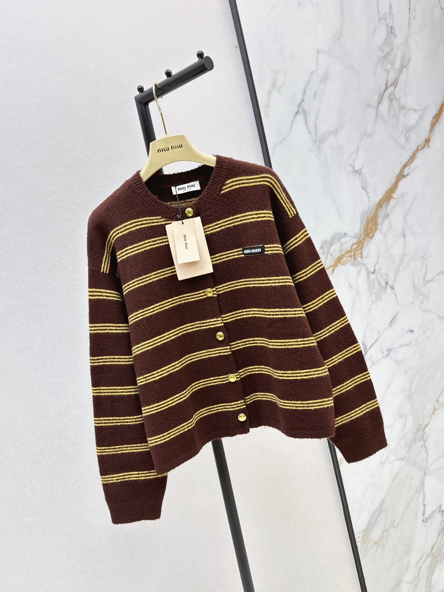 Miu 26fw stripe knit cardigan