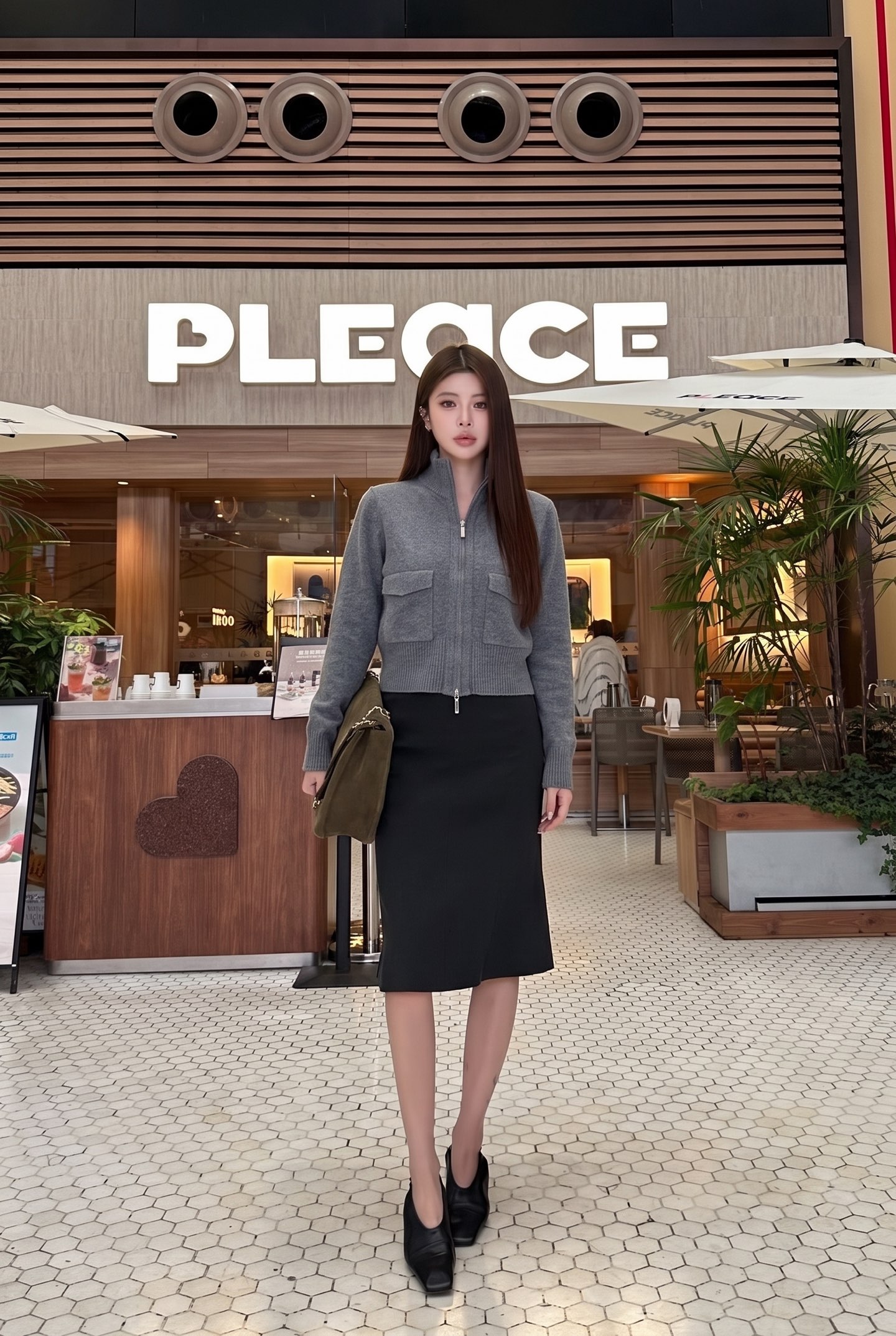 Brun 26fw stand collar knit cardigan