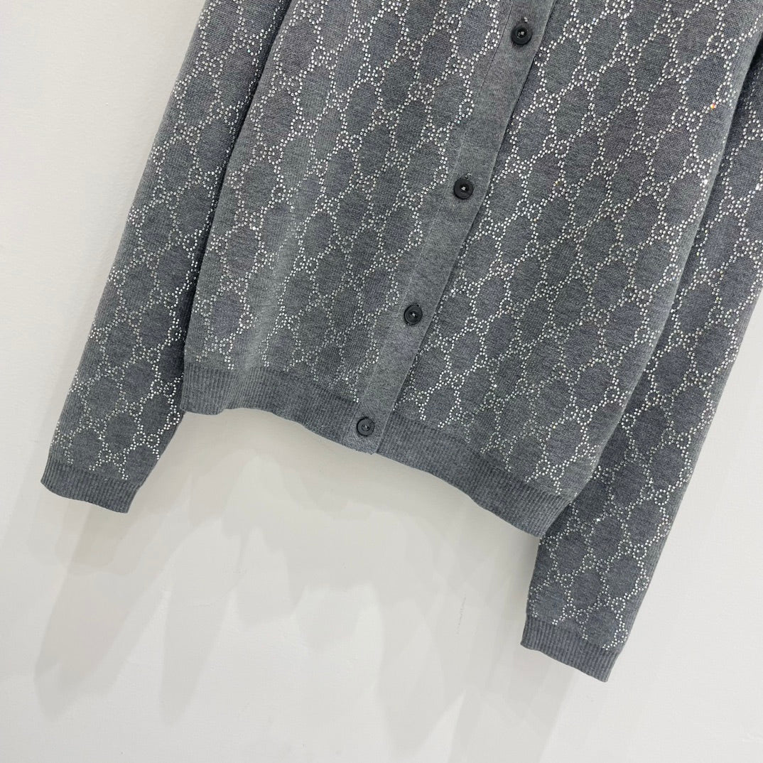 Guc 25fw rhinestone cardigan