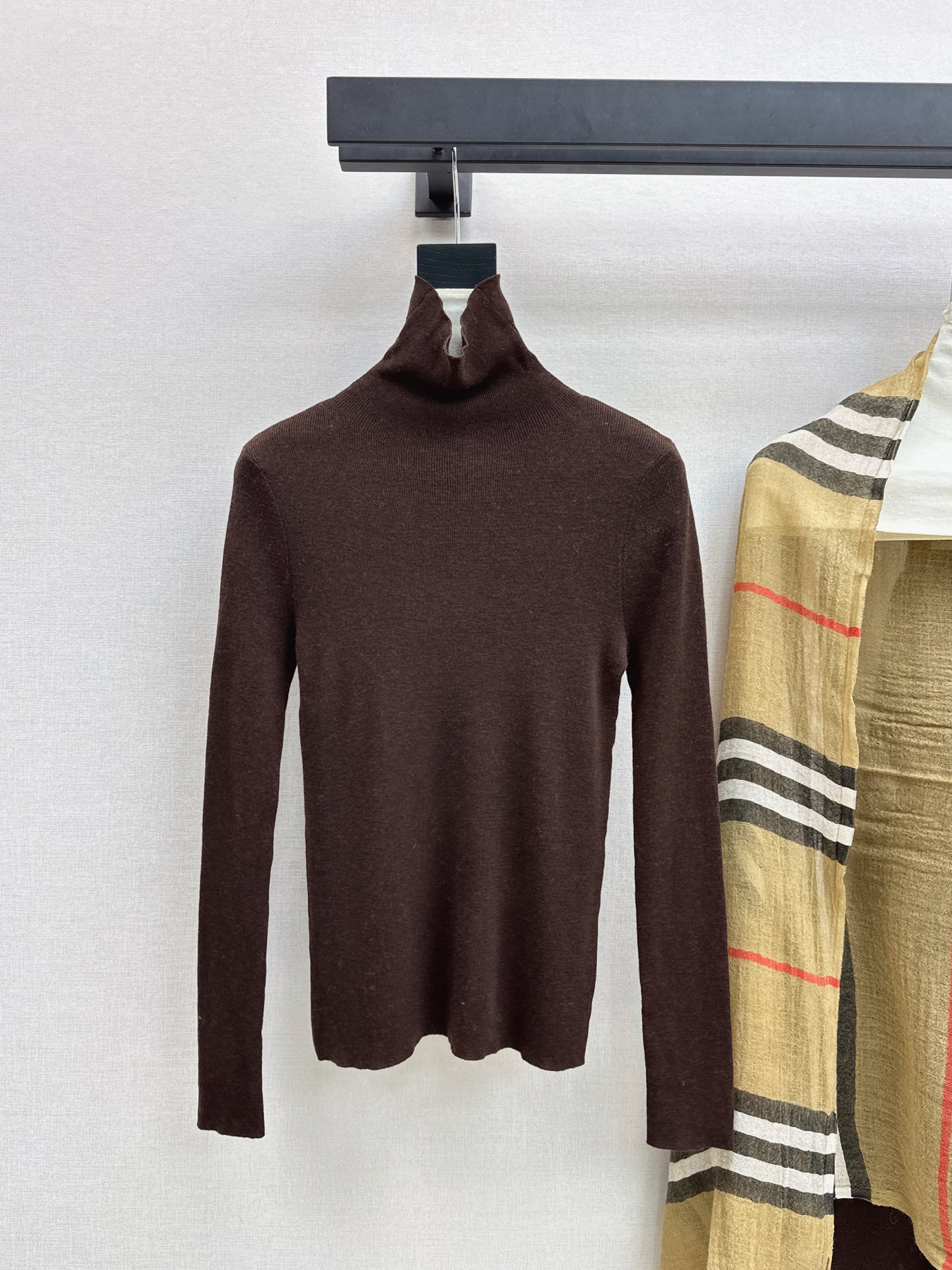 Bur 26fw knit basic tee check shawls pants set