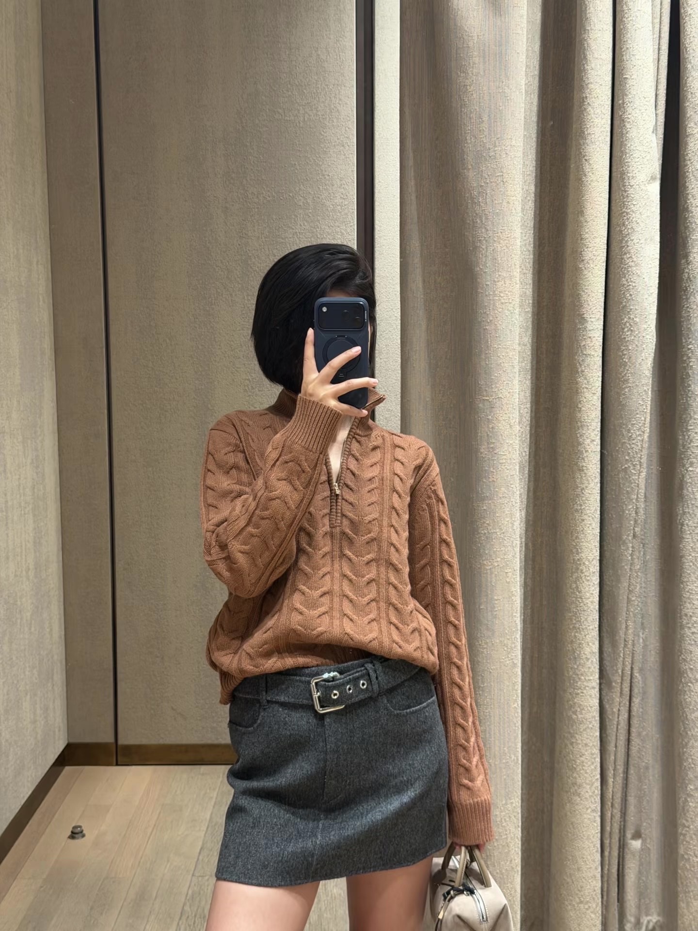 Max 26fw cable half-zip knit sweater