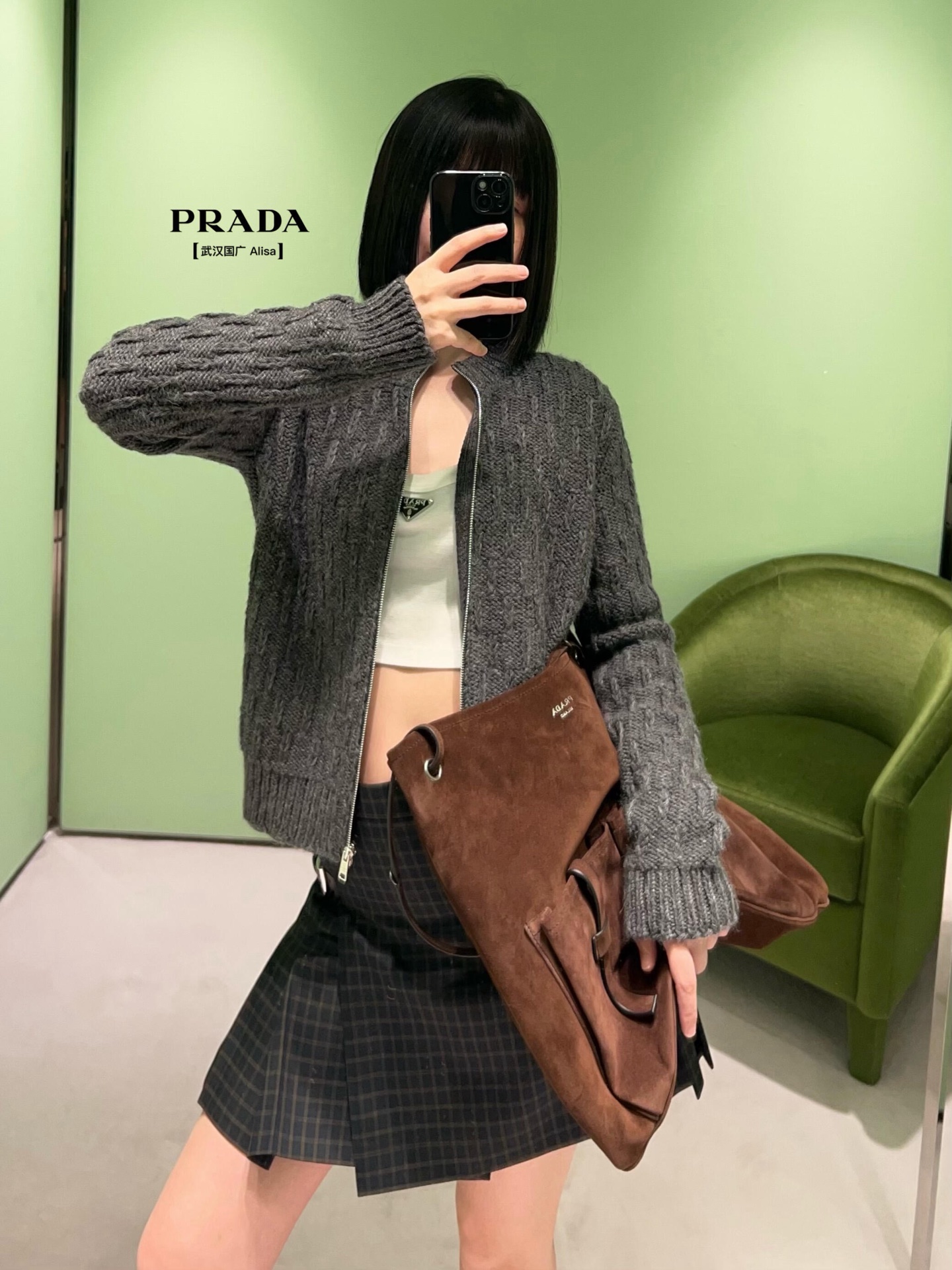 Pra 26fw cable zipper knit jacket