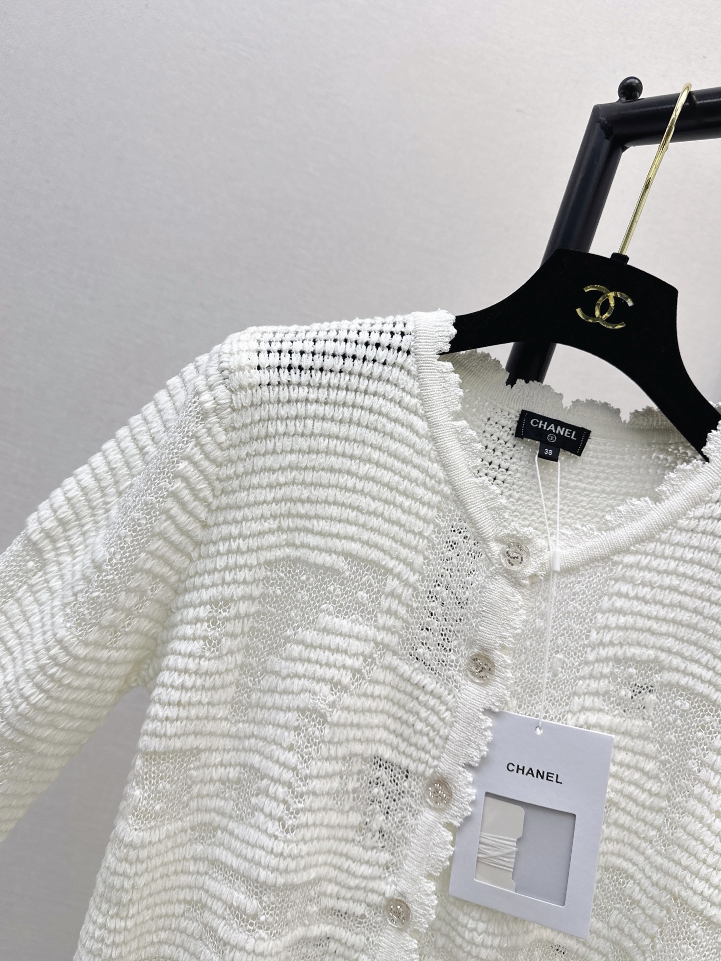 Chan 26fw jacquard hollow cardigan