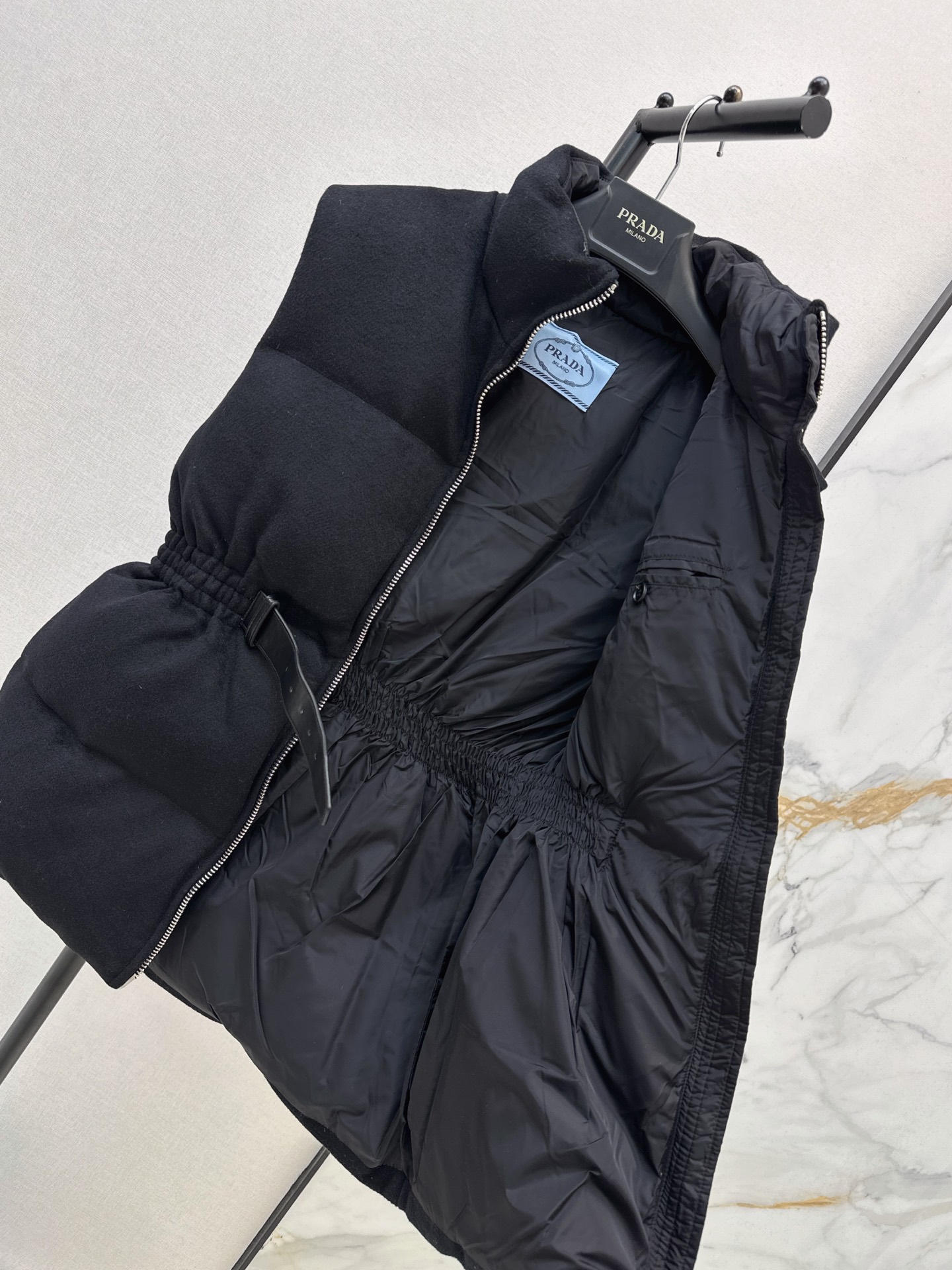 Pra 26fw woolen belted down vest