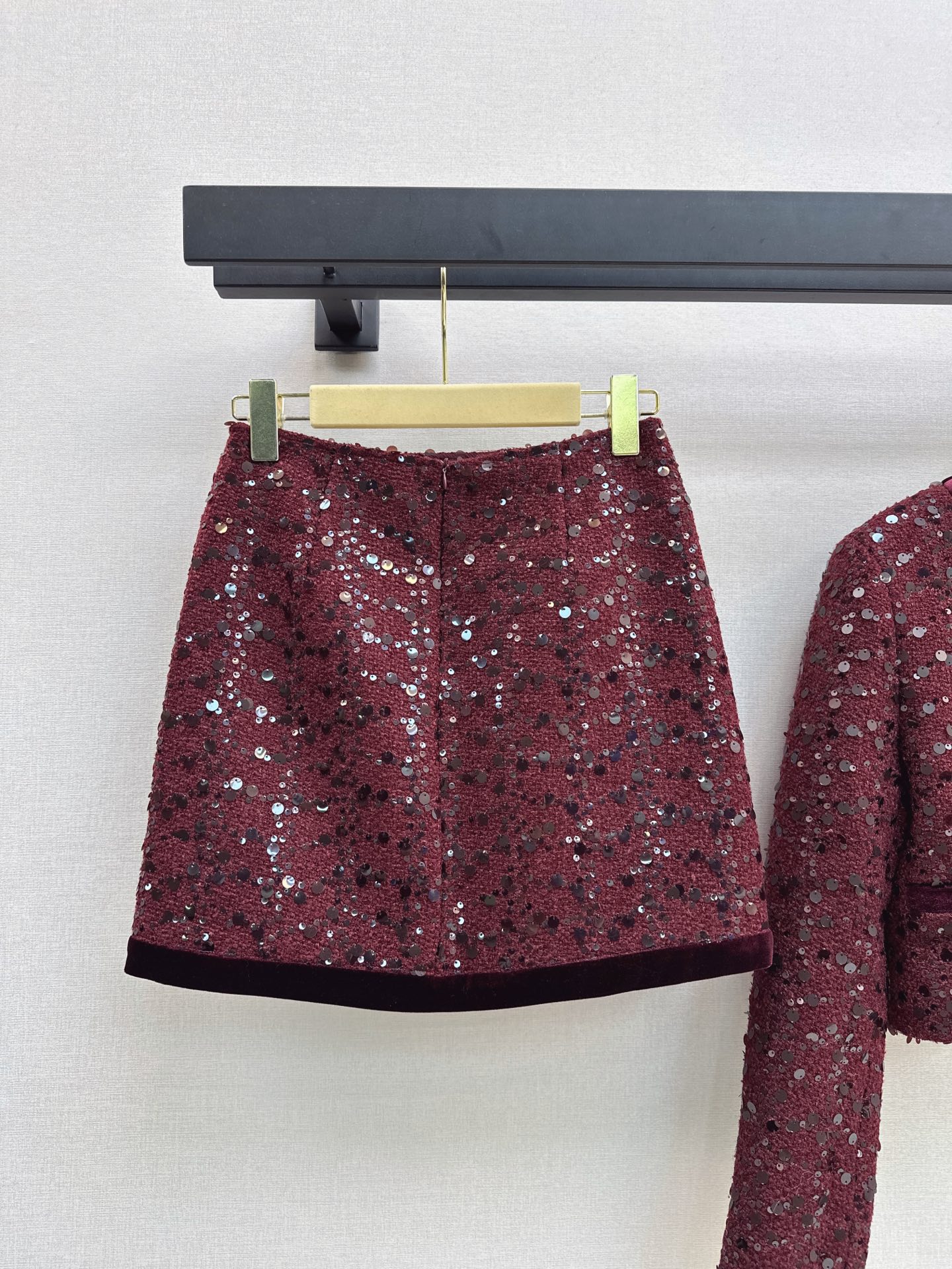 Chan 26fw tweed woven jacket A-line skirt sets