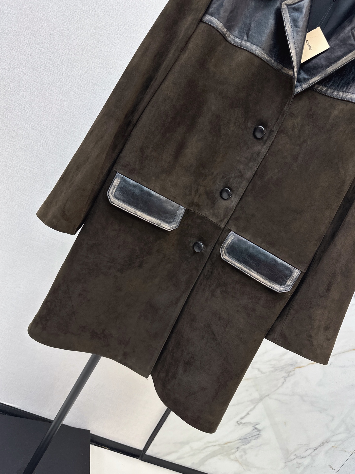 Miu 26fw long suede leather jacket