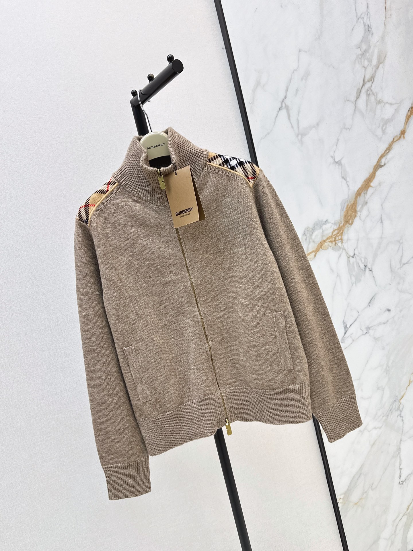 Burb 26fw check contract zipper jacket