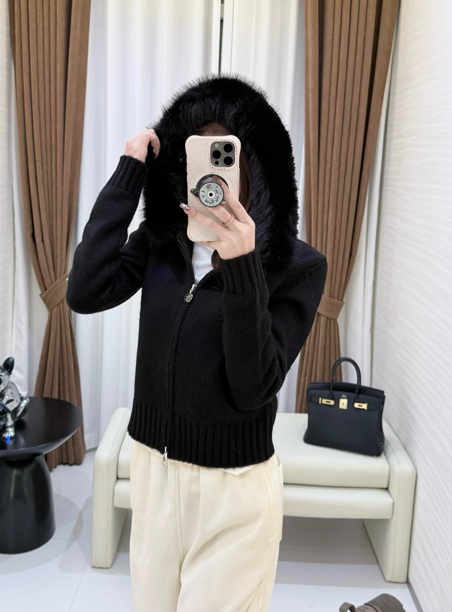 Monc 26fw hooded knit jacket