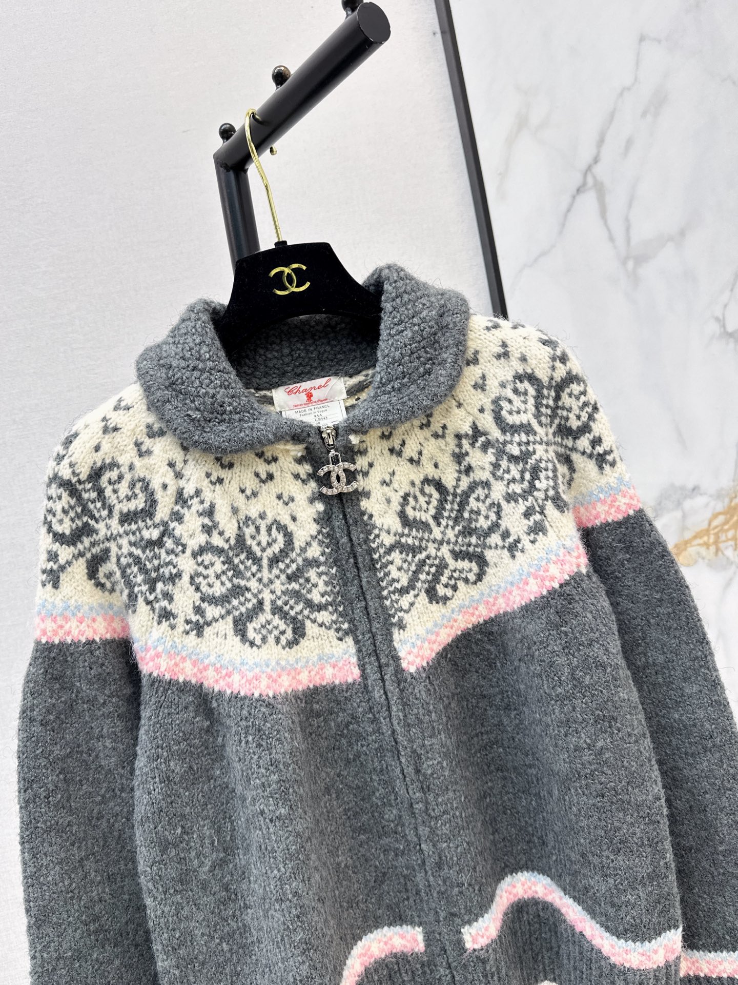 Chan 26fw fair is了zipper knit cardigan