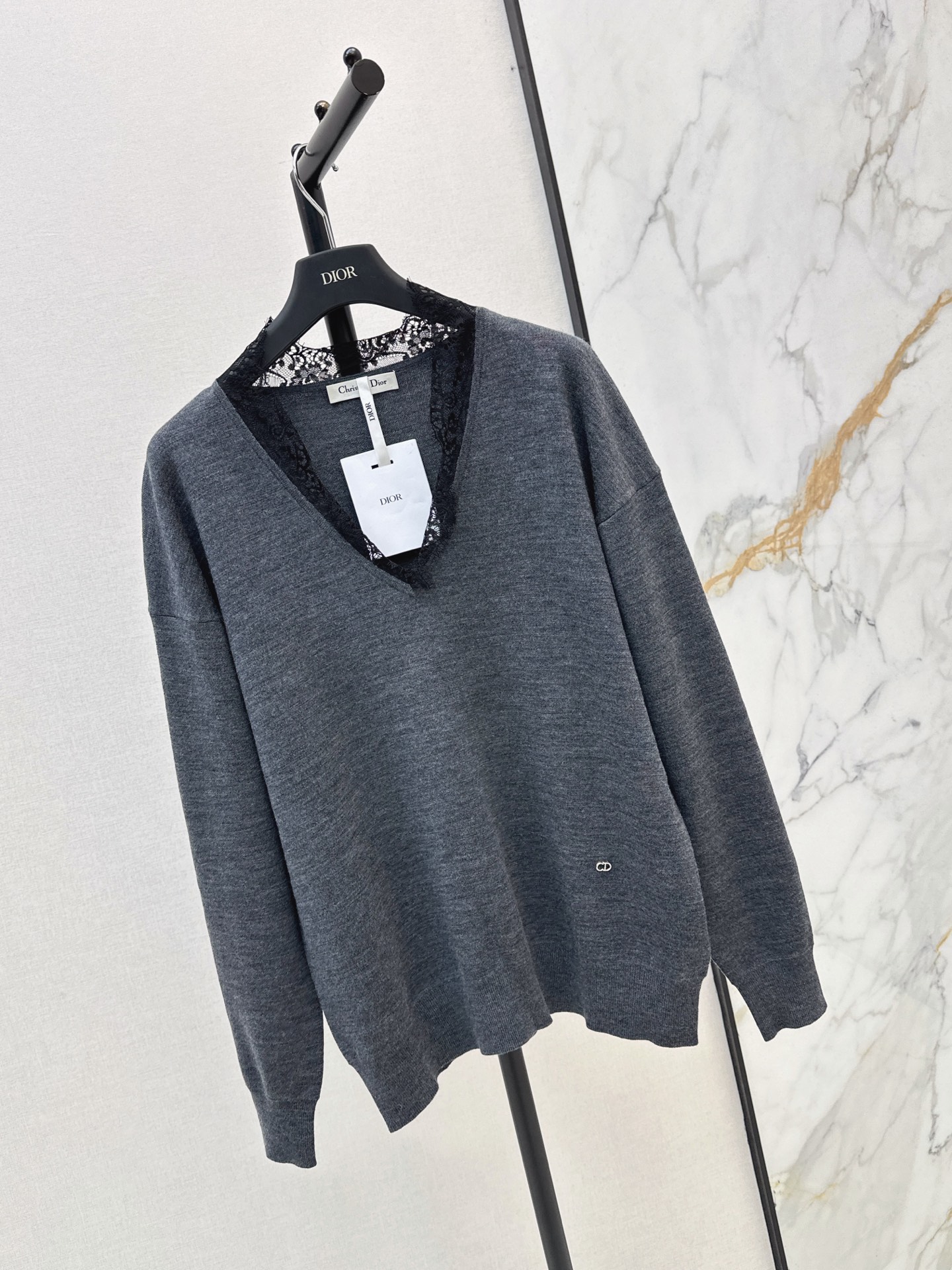 CD 26fw lace contract sweater