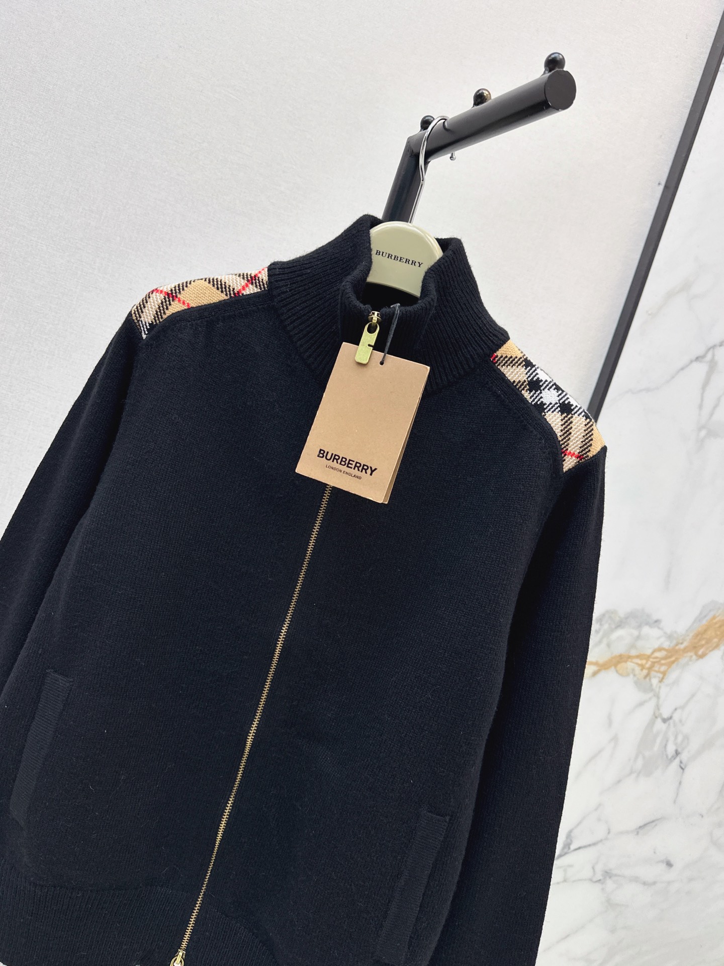 Burb 26fw check contract zipper jacket