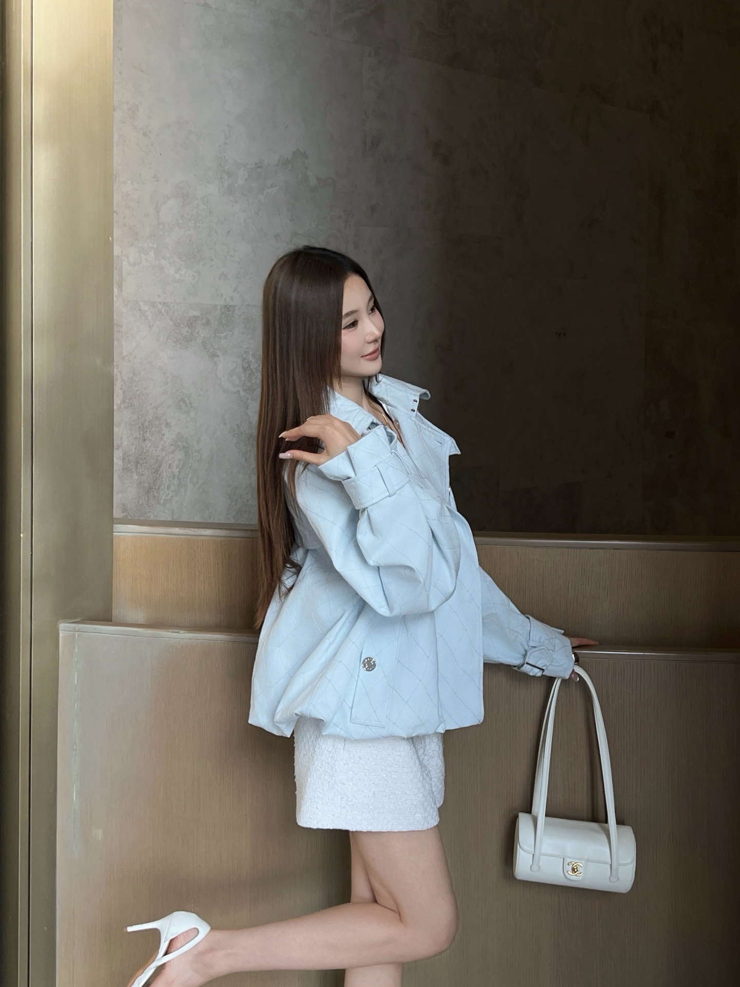 Chan 26fw cropped denim trench coats