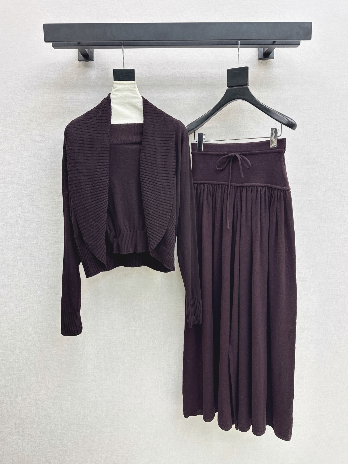 Row 26fw wool cardigan tube top pants sets
