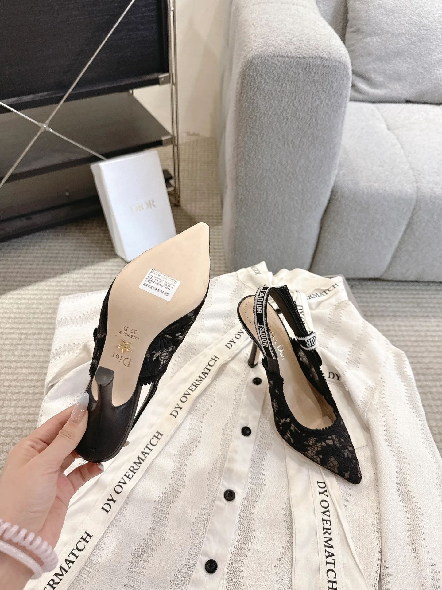 CD 25fw lace slingback heels