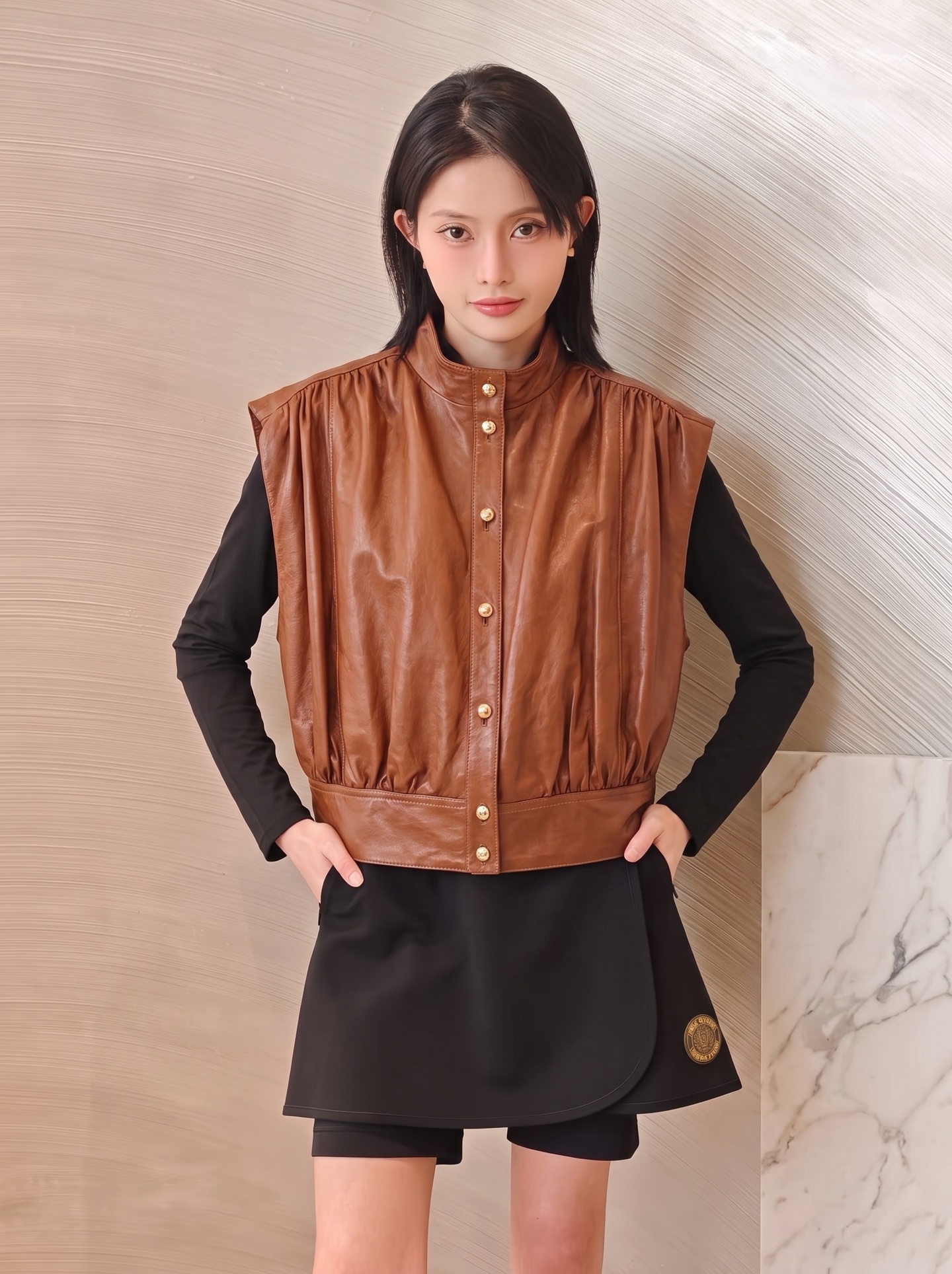 Loui 26fw leather vest jacket