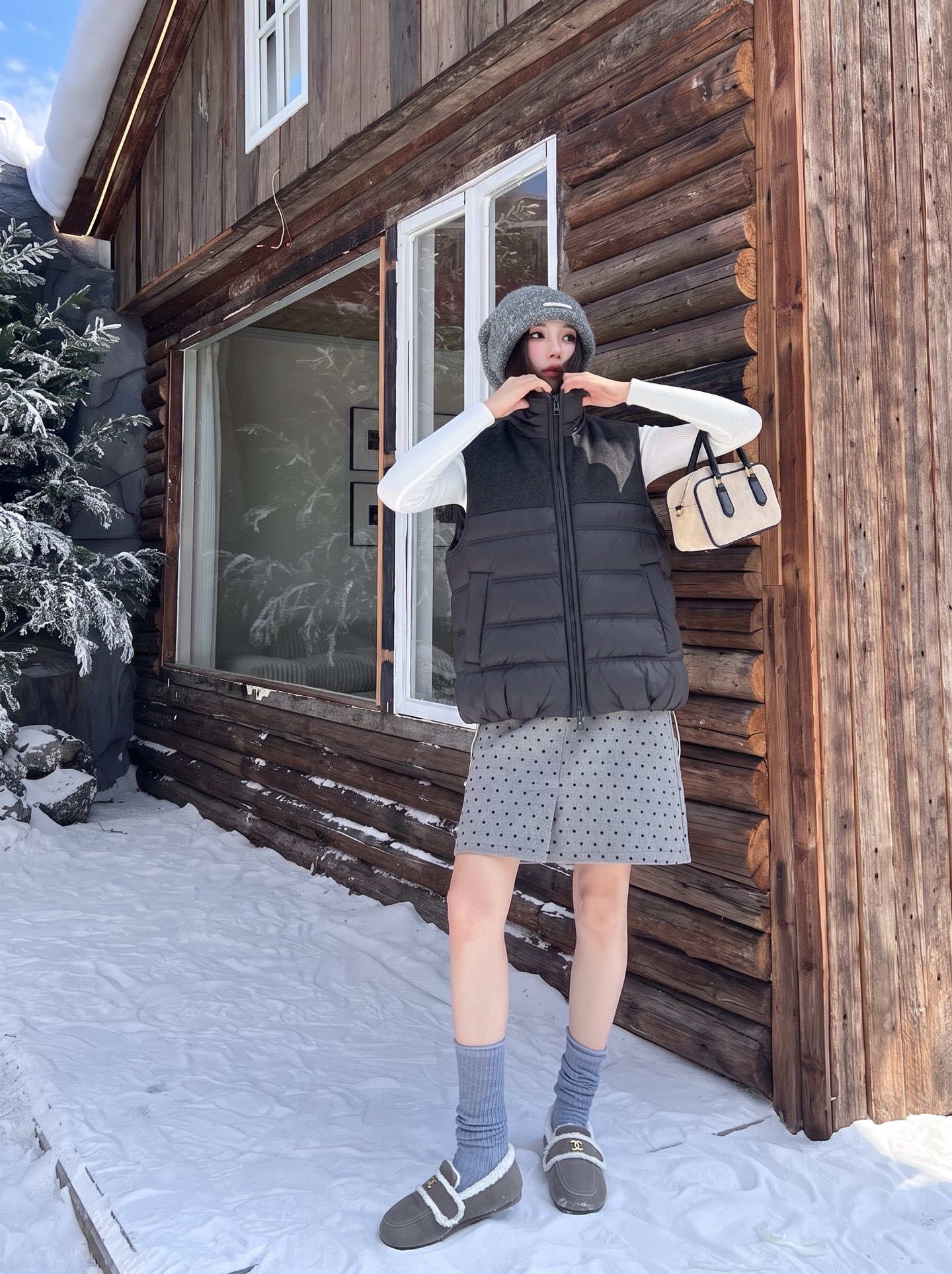 Max 26fw knit contract down vest