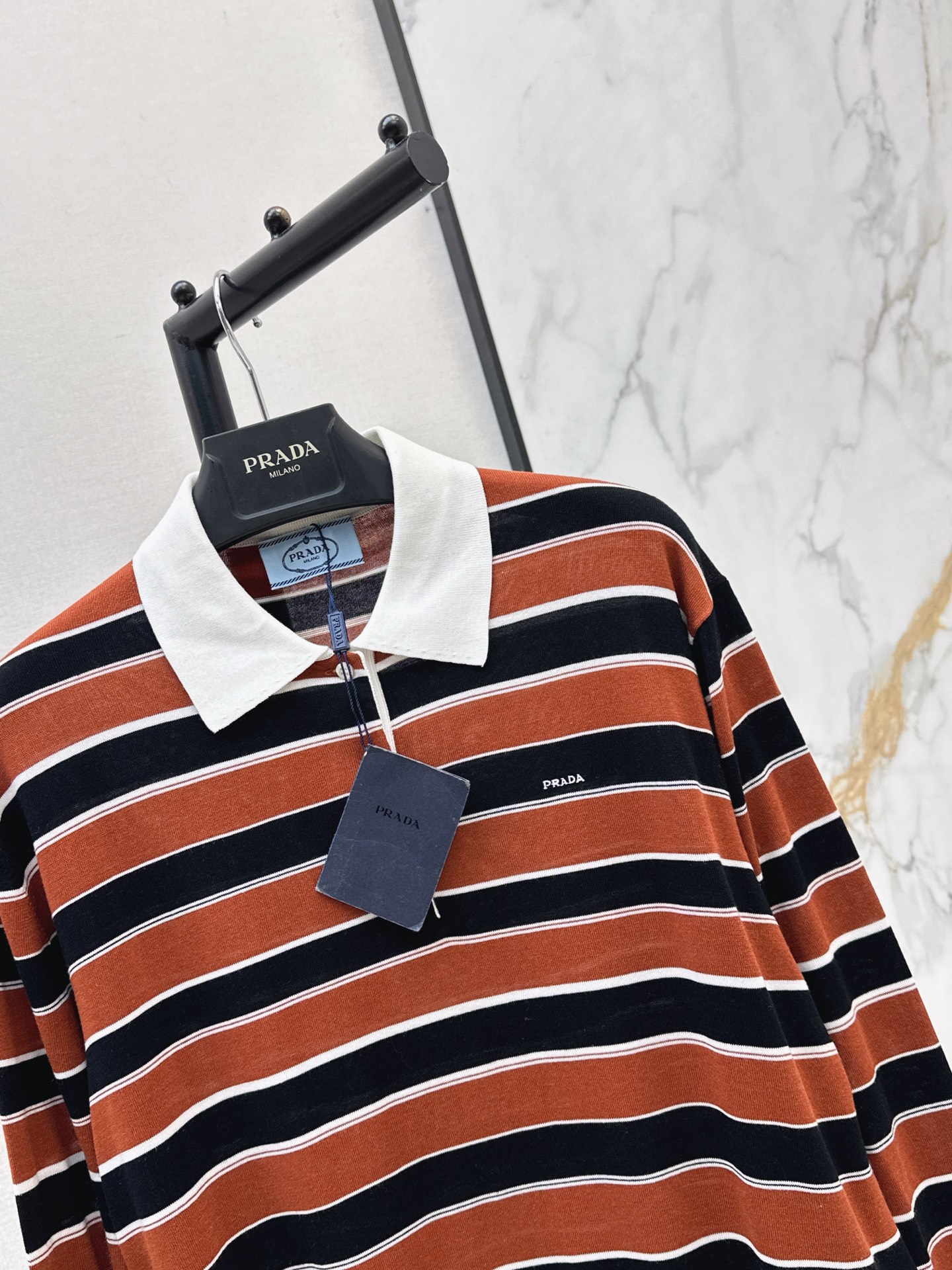 Pra 26fw stripe polo knitwear