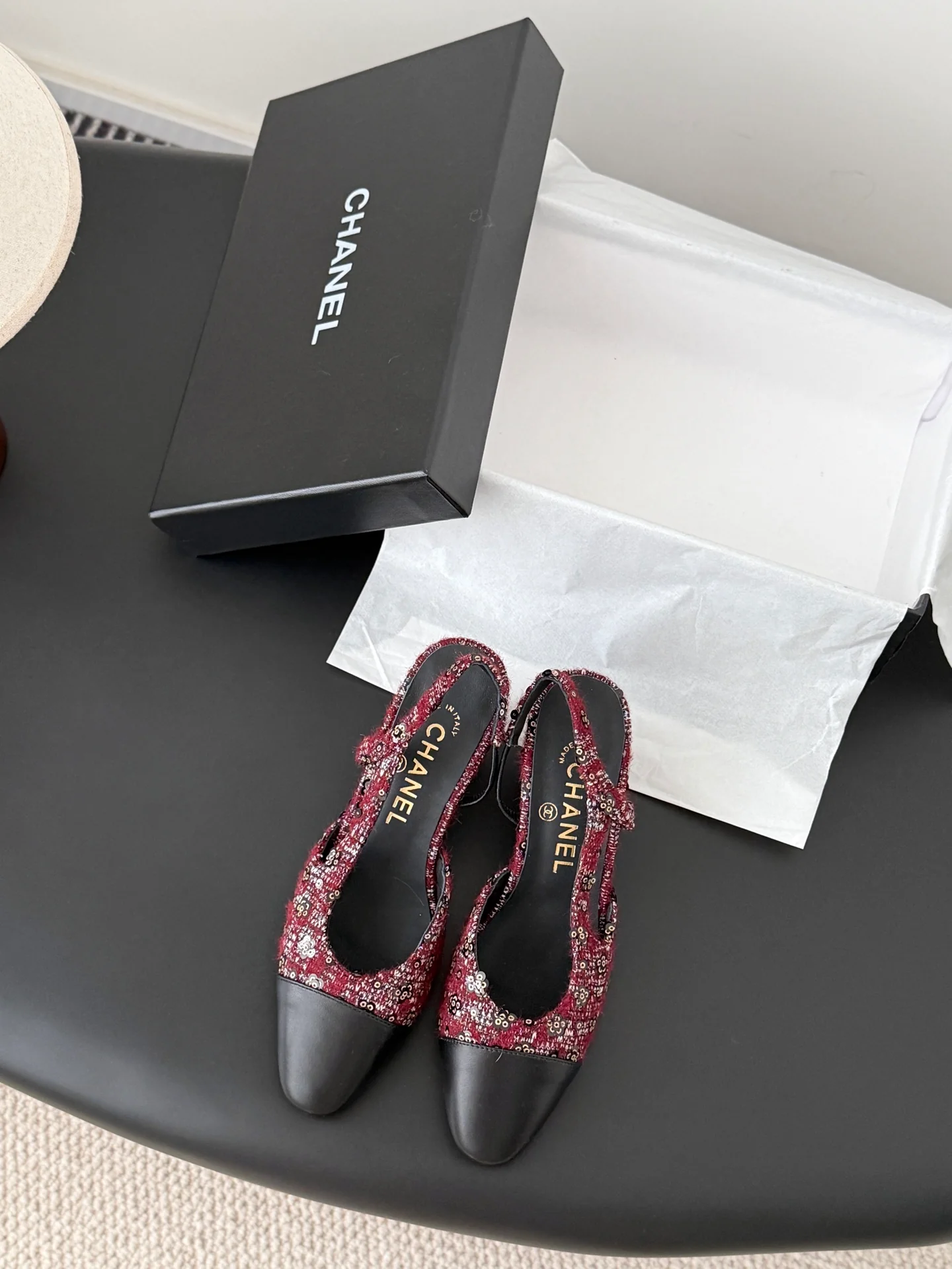 Chan 25fw slingback chunky heels