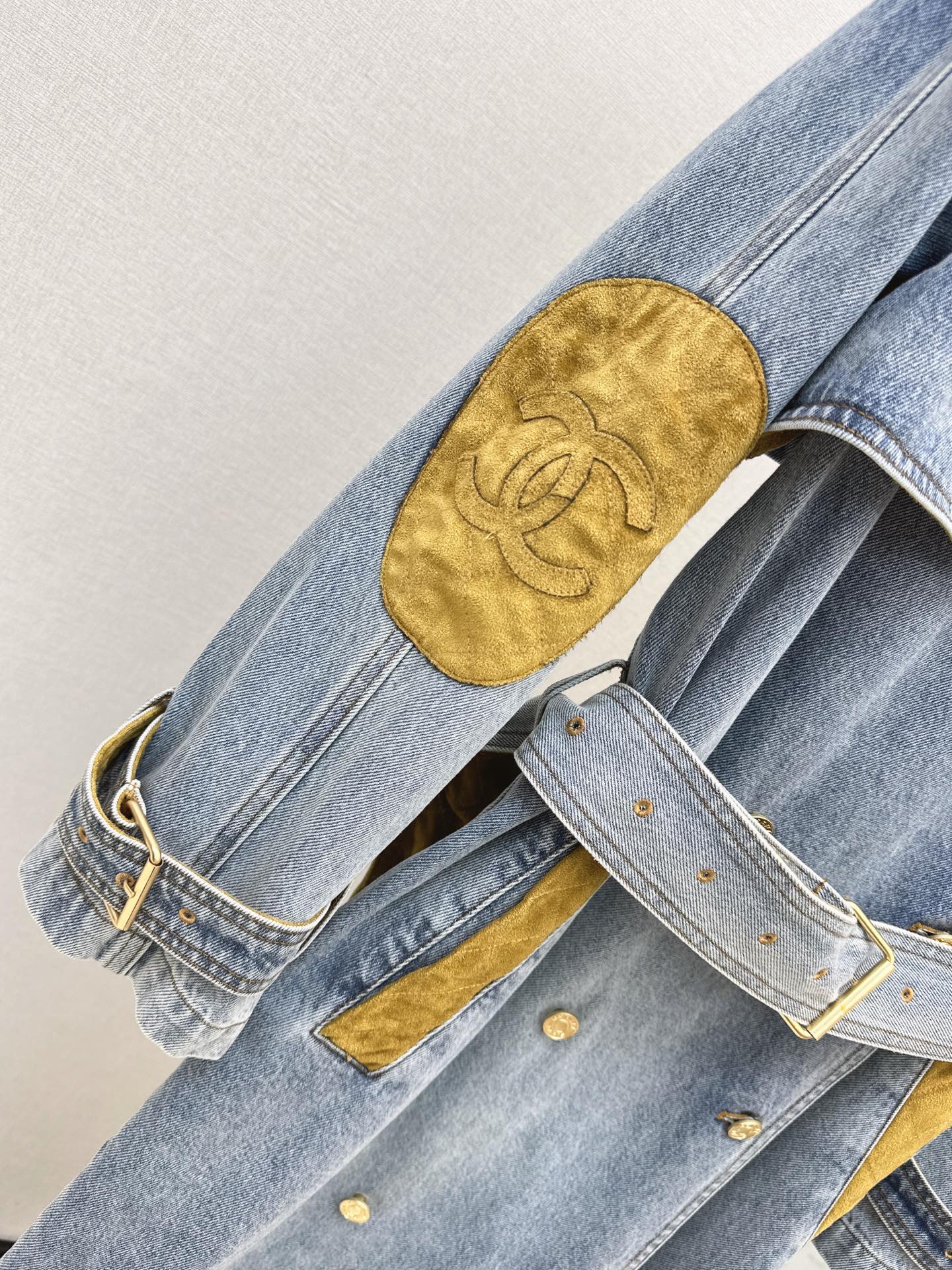 Chan 26fw suede fleece denim trench coats