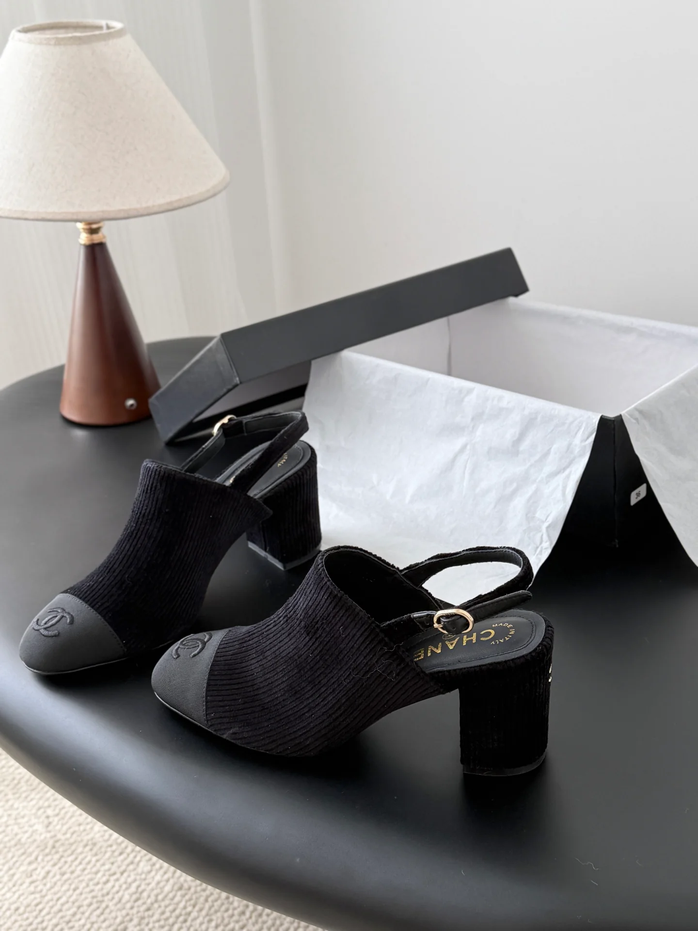 Chan 25fw slingback chunky heels