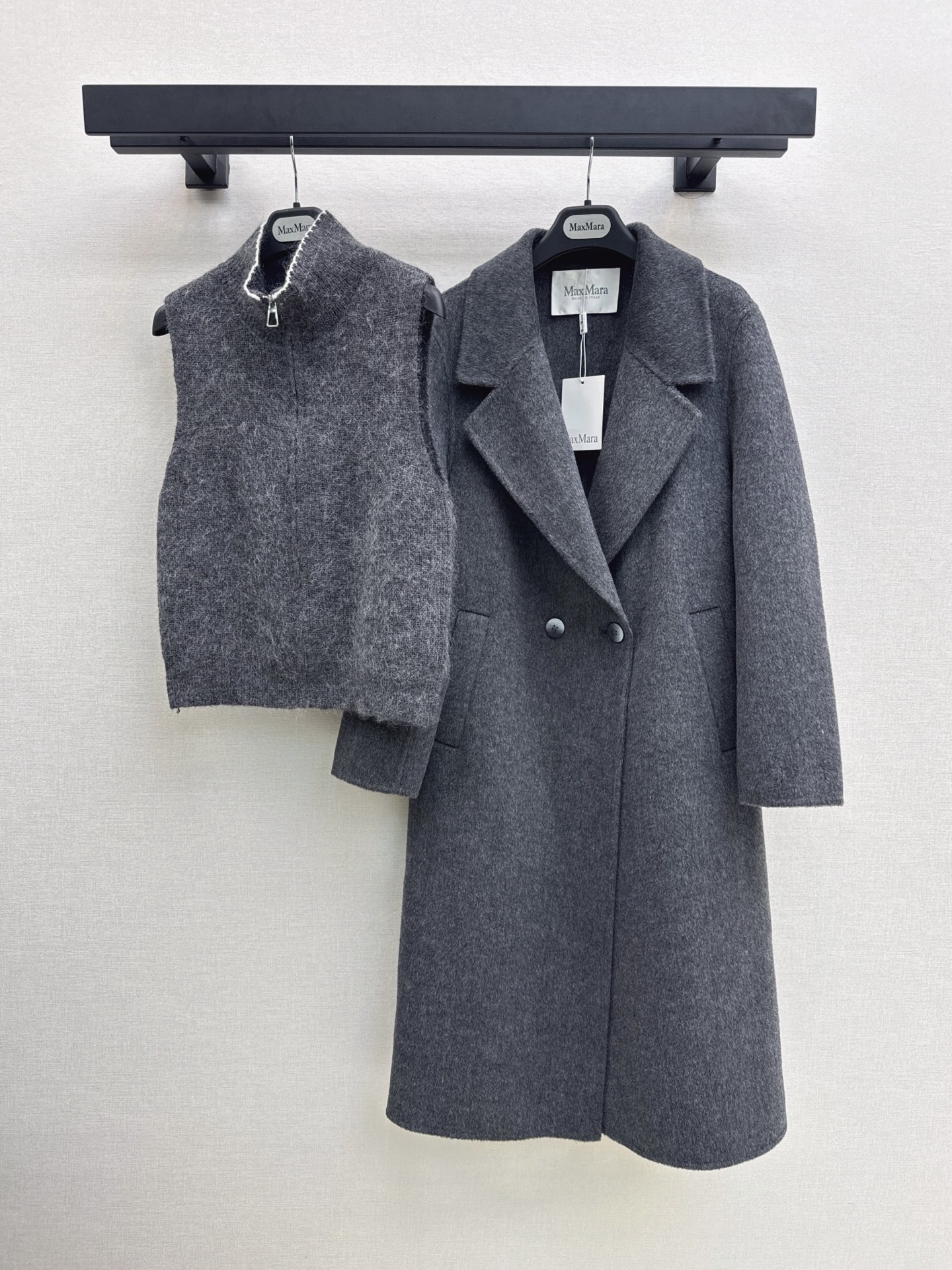 Max 26fw knit vest overcoats sets