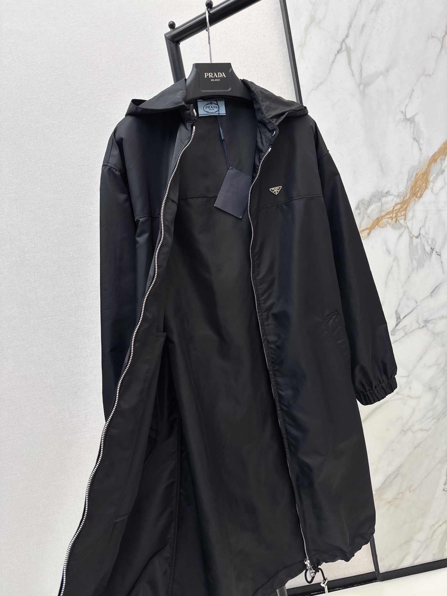 Pra 26fw long hooded zip jacket