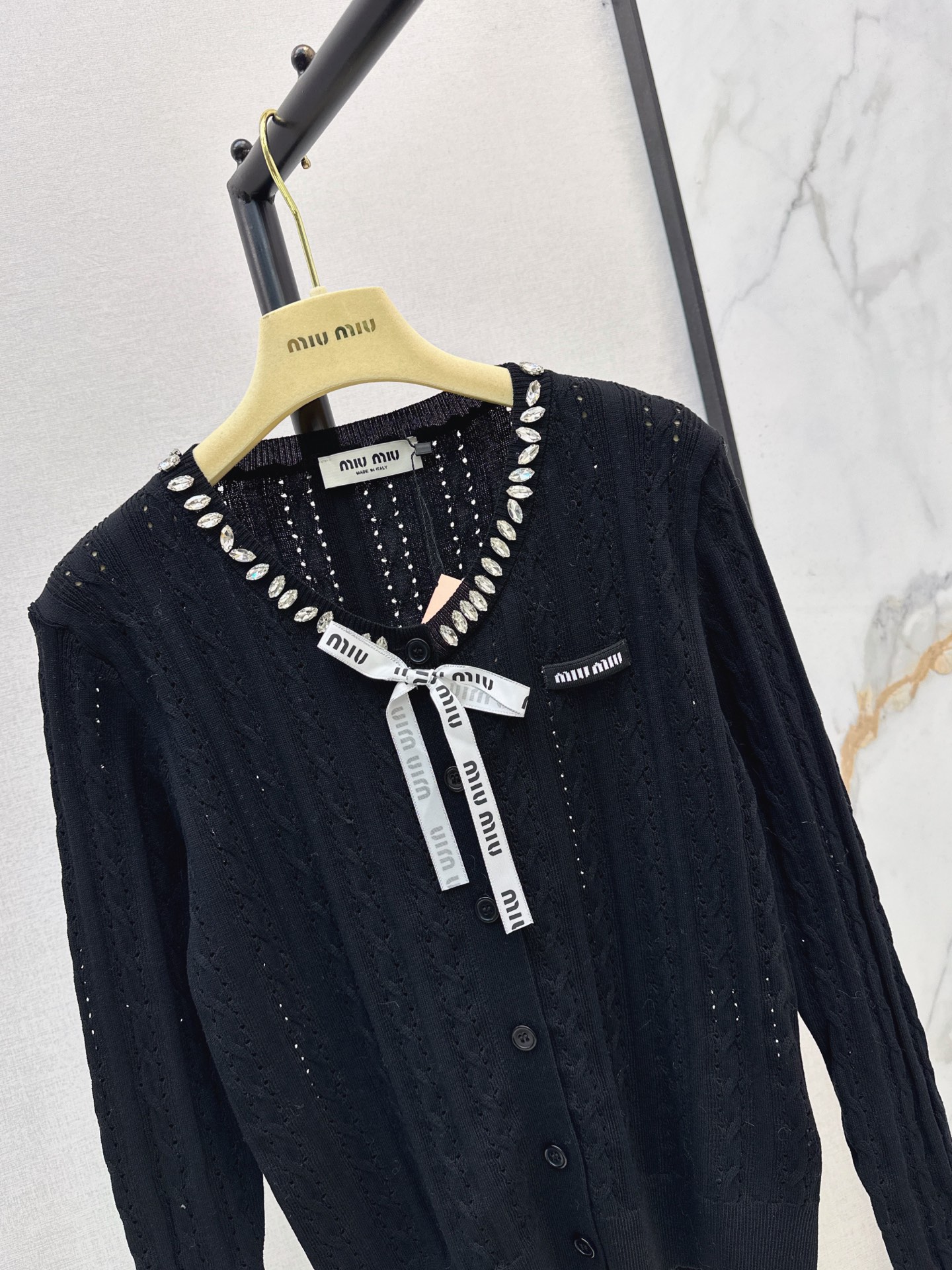 Miu 26fw cable knit cardigan