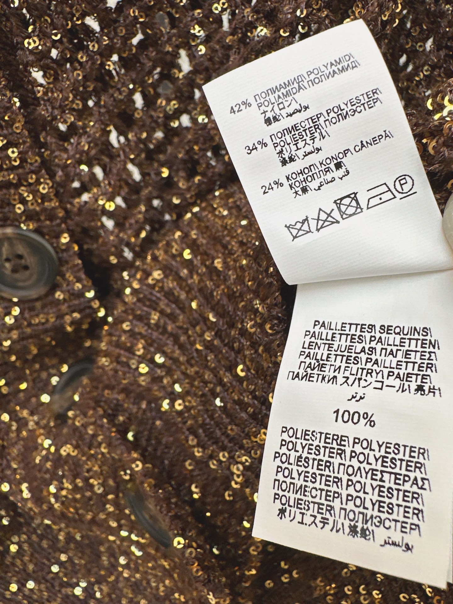 Brun 26fw embroidery sequin cardigan