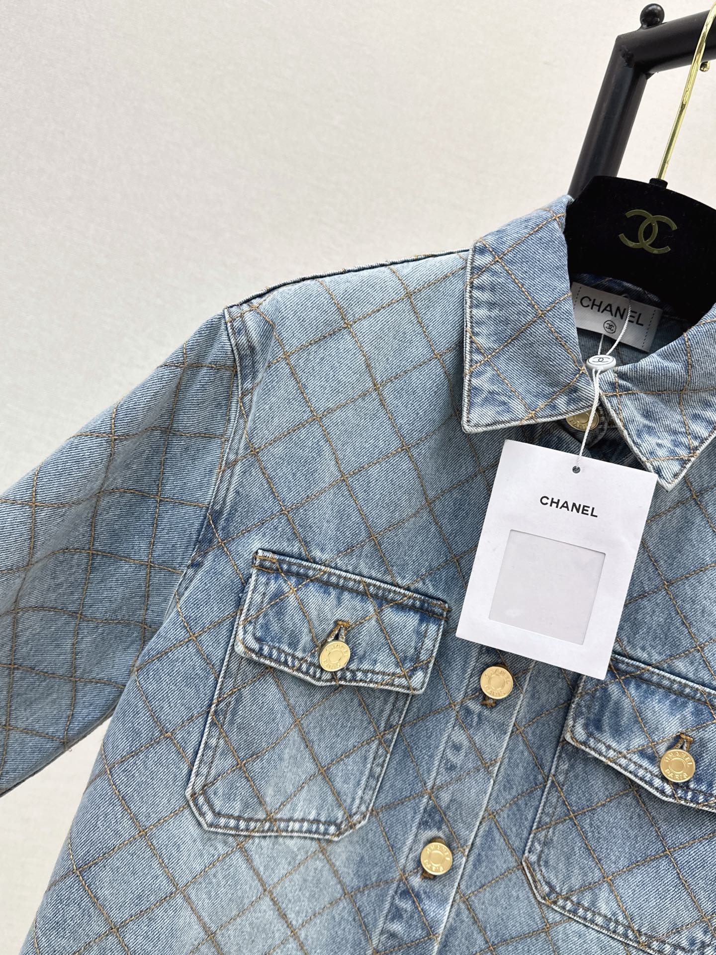 Chan 26fw diamond pattern denim shirt jacket