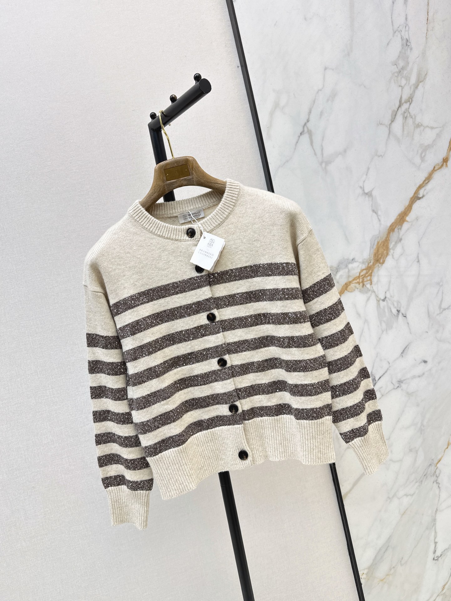 Brun 26fw stripe knit cardigan