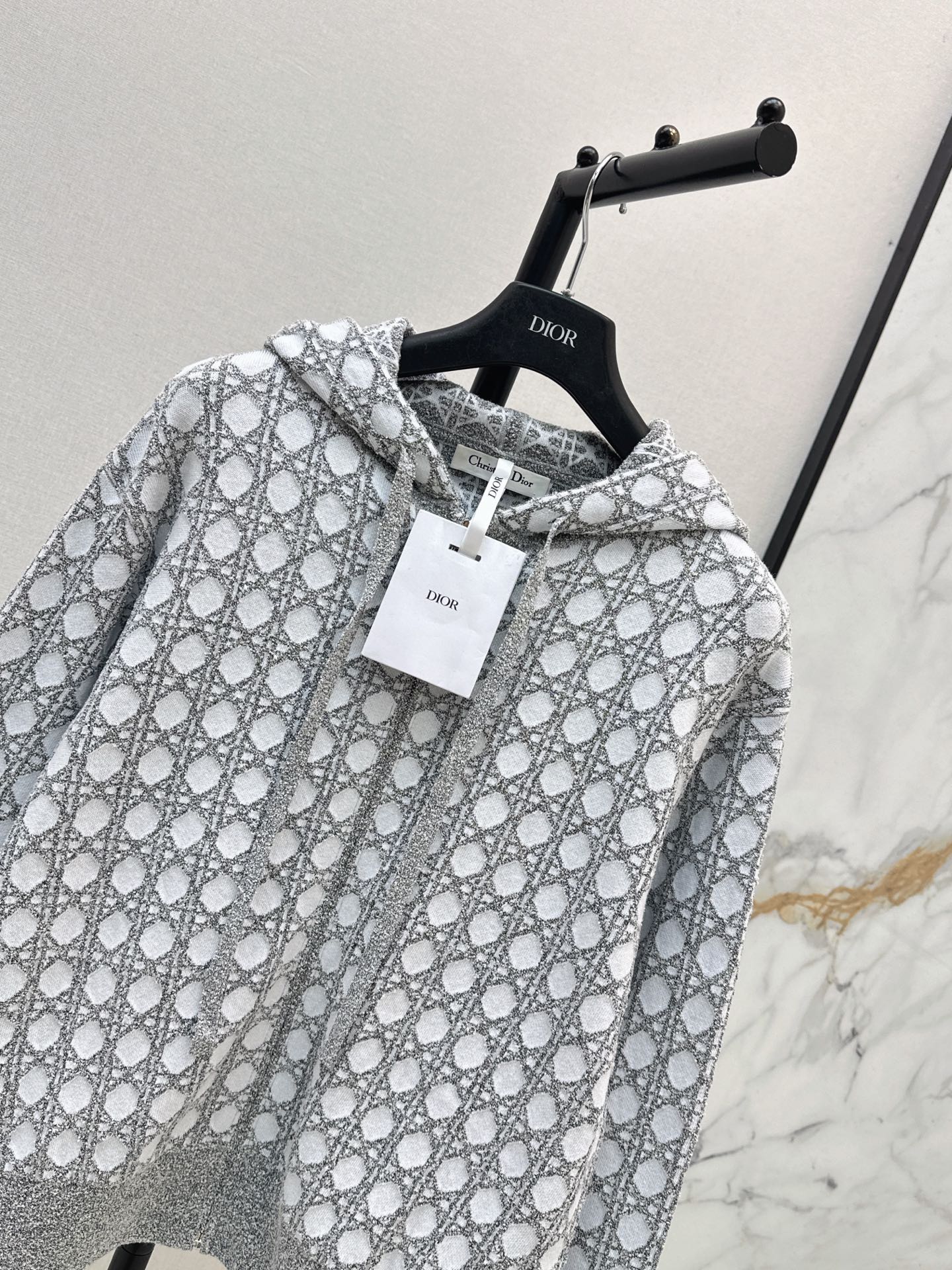 CD 26ss check jacquard knit hooded jacket