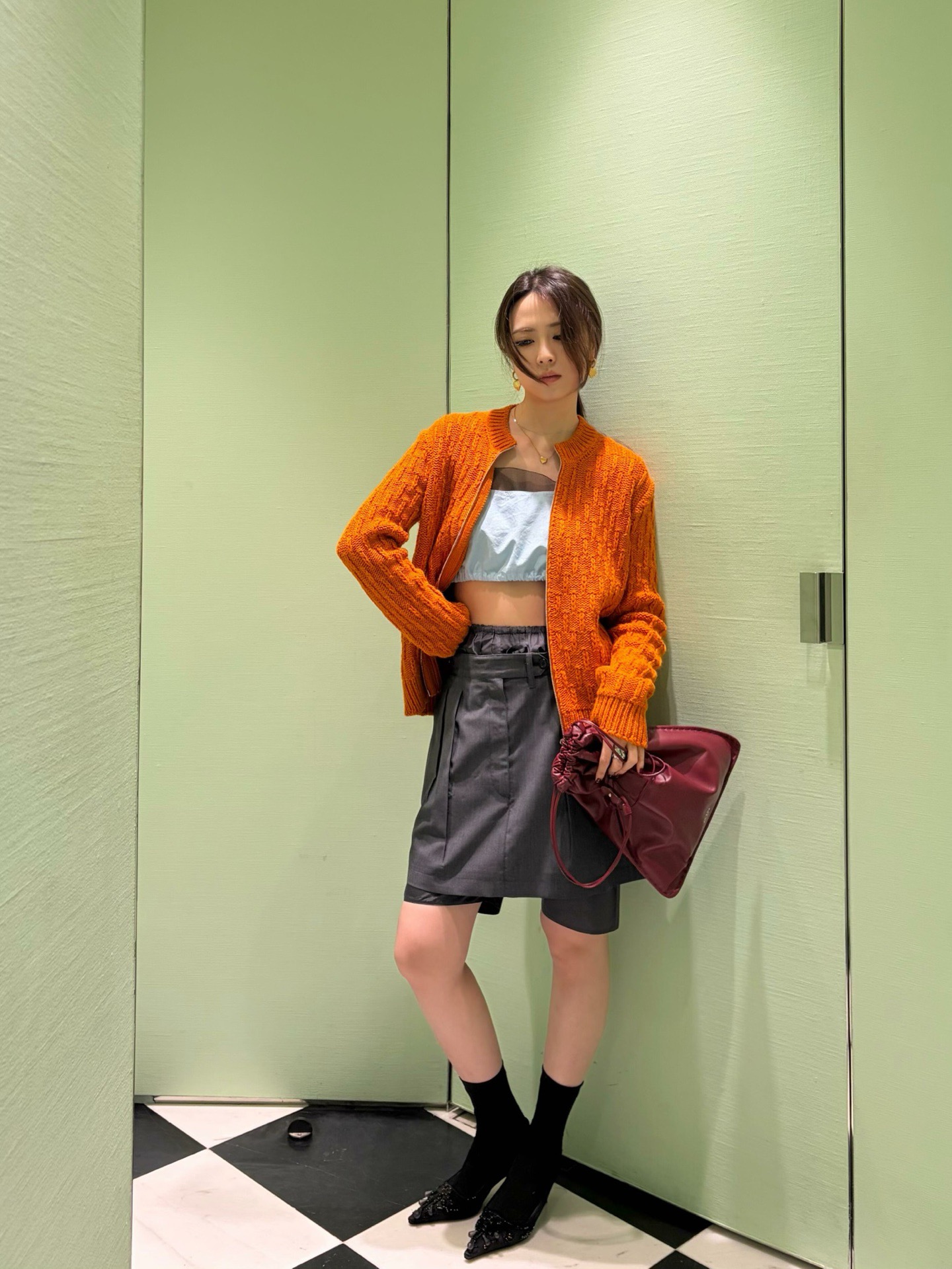 Pra 26fw zipper knit jacket