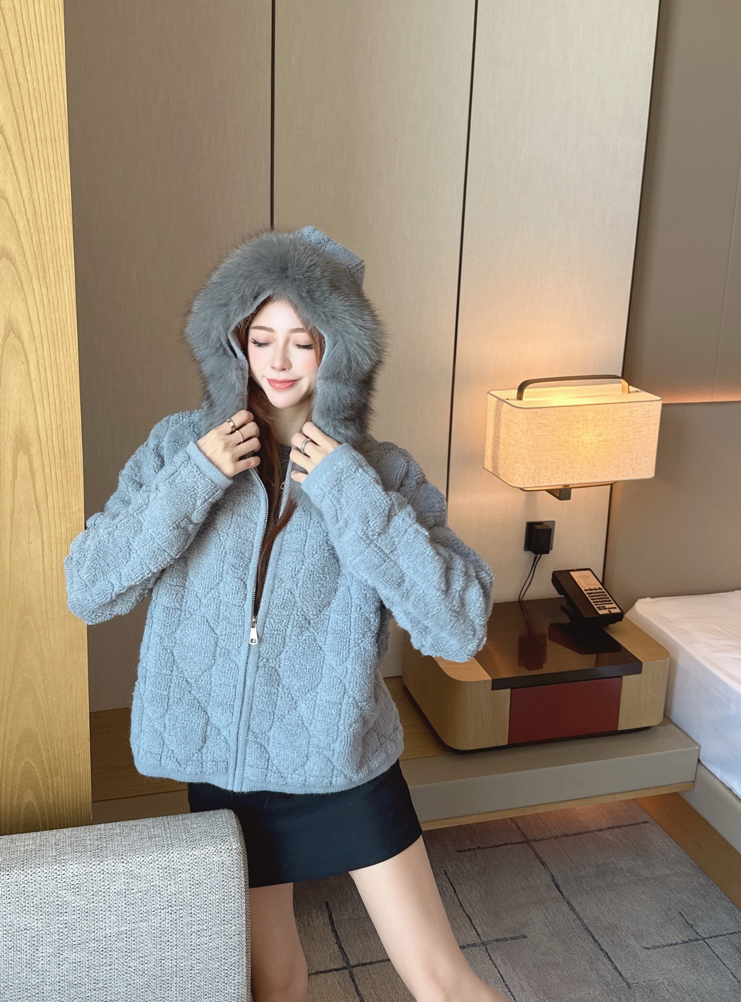 CD 26fw fur-trim hooded jacket