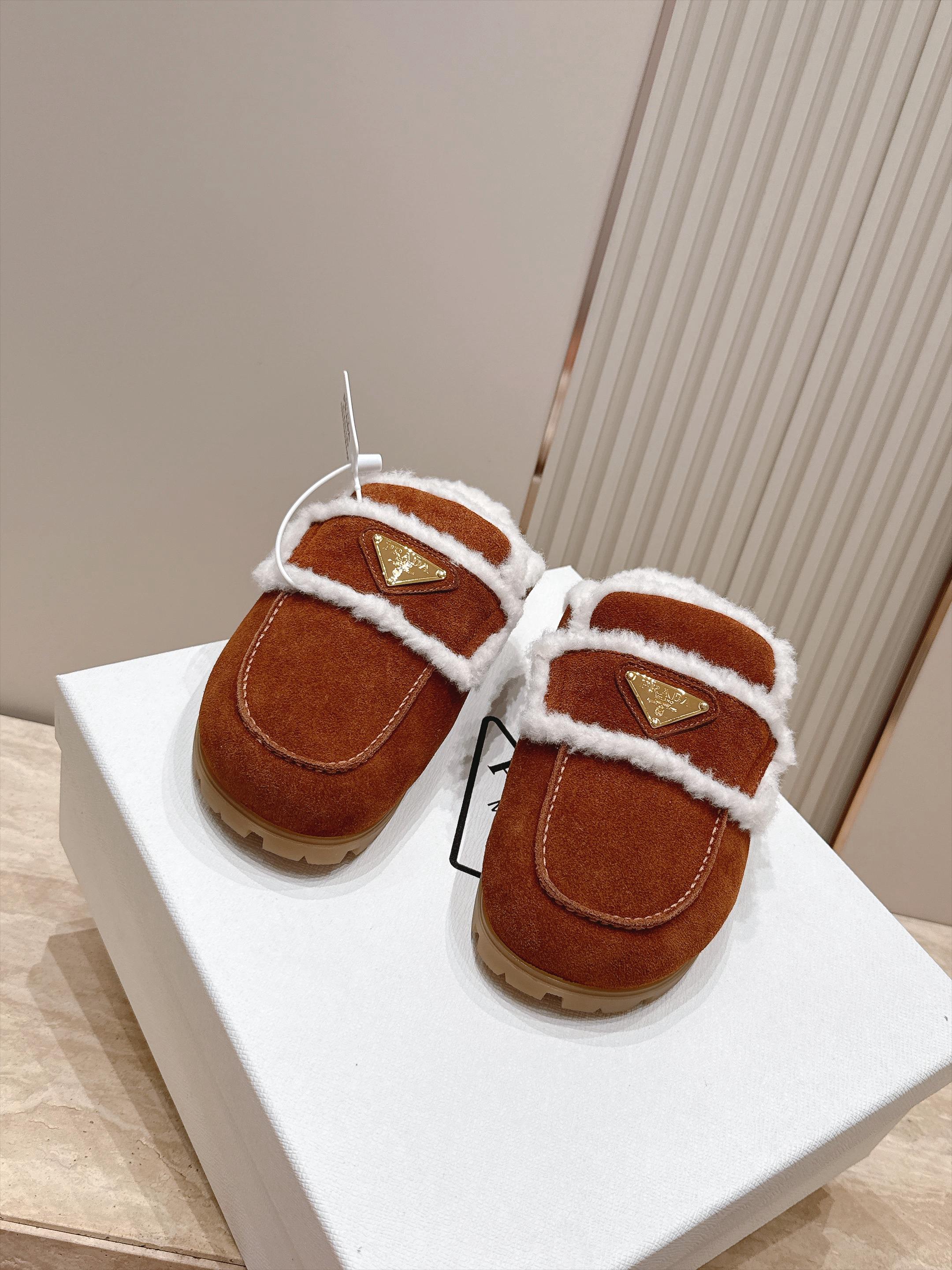Pra hearling-Trim Suede Mule Loafers