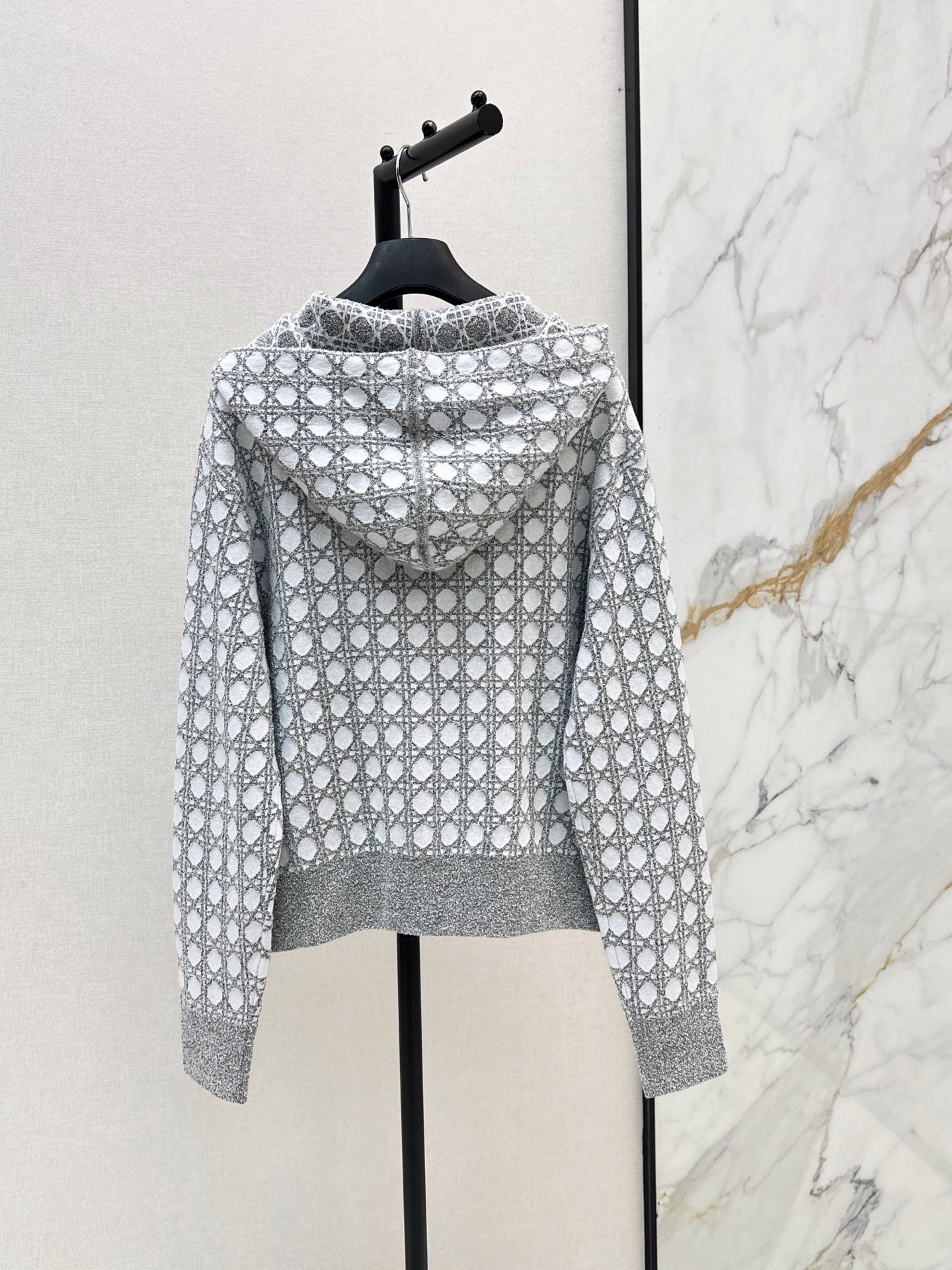 CD 26ss check jacquard knit hooded jacket