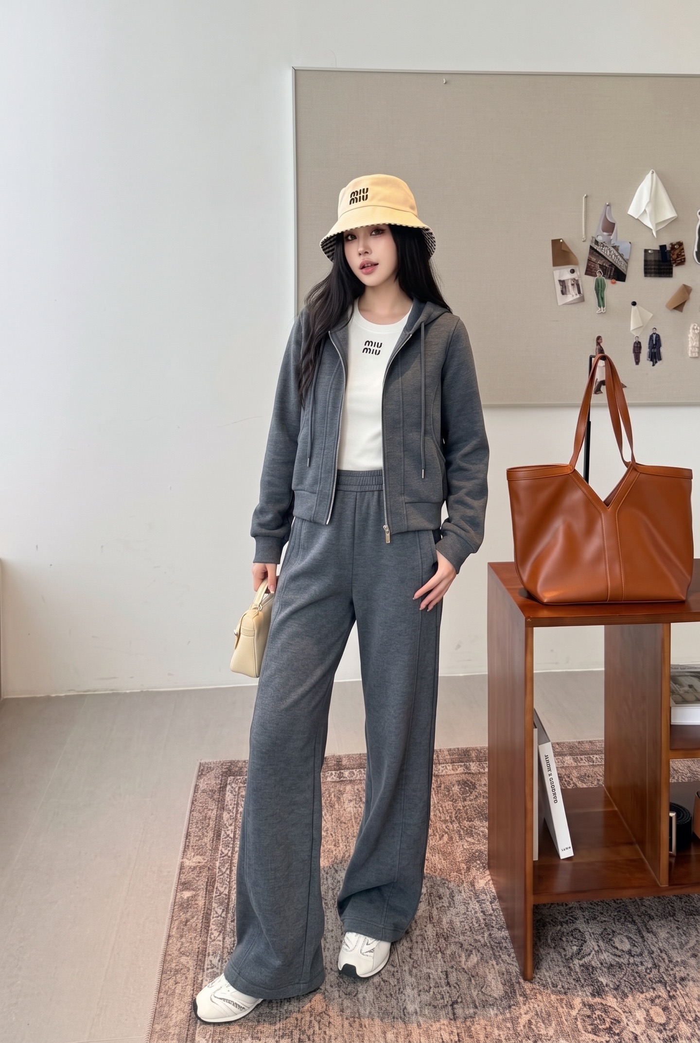 Brun 26fw hooded zipper jacket pants sets