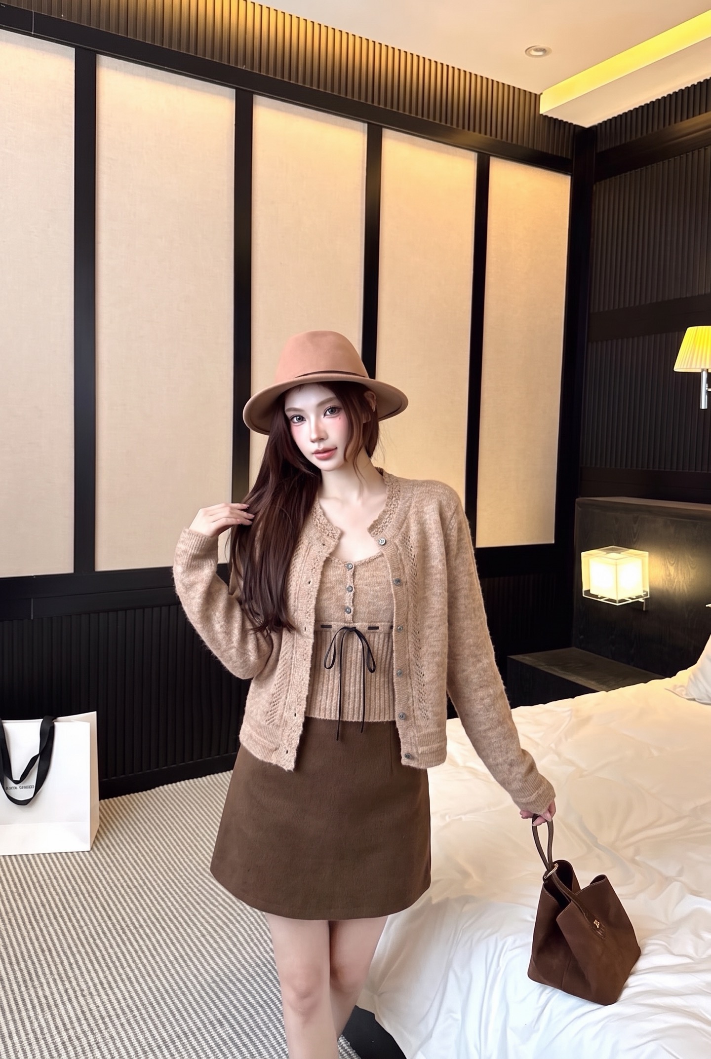 ES 26fw wool knit vest cardigan sets