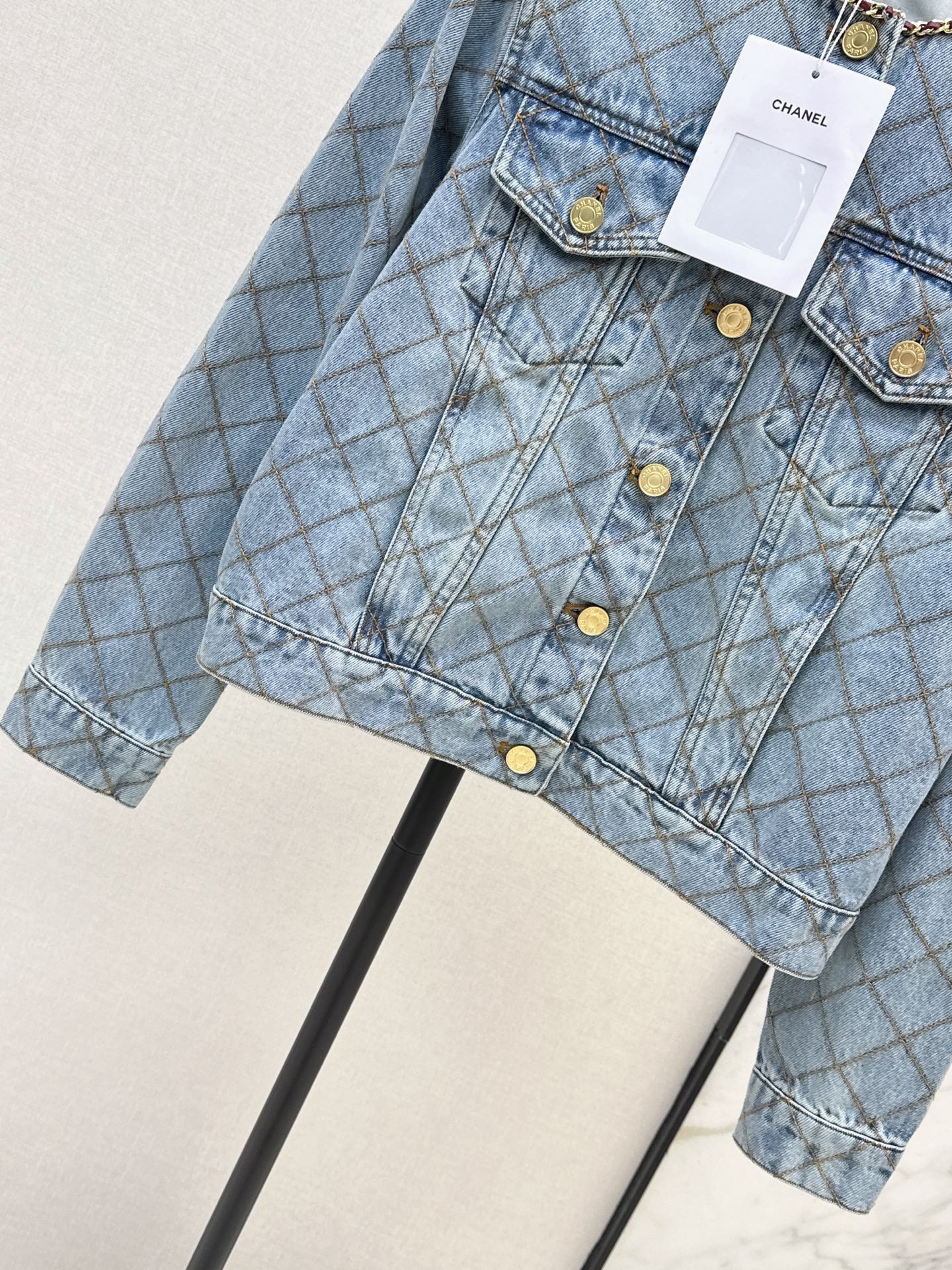 Chan 26fw diamond pattern denim jacket