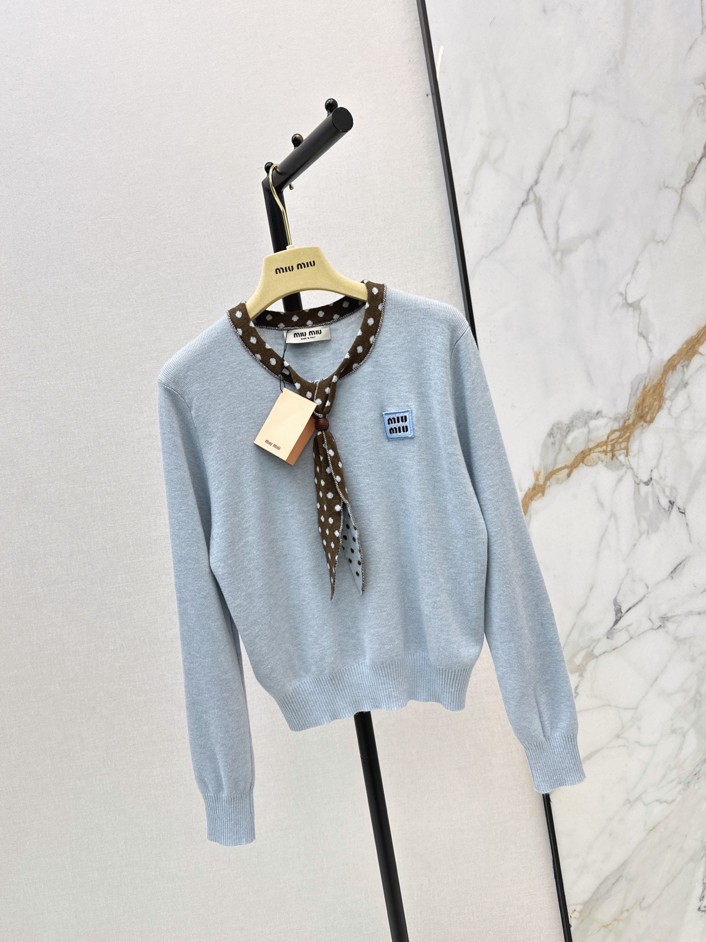 Miu 26fw bow tie knit sweater