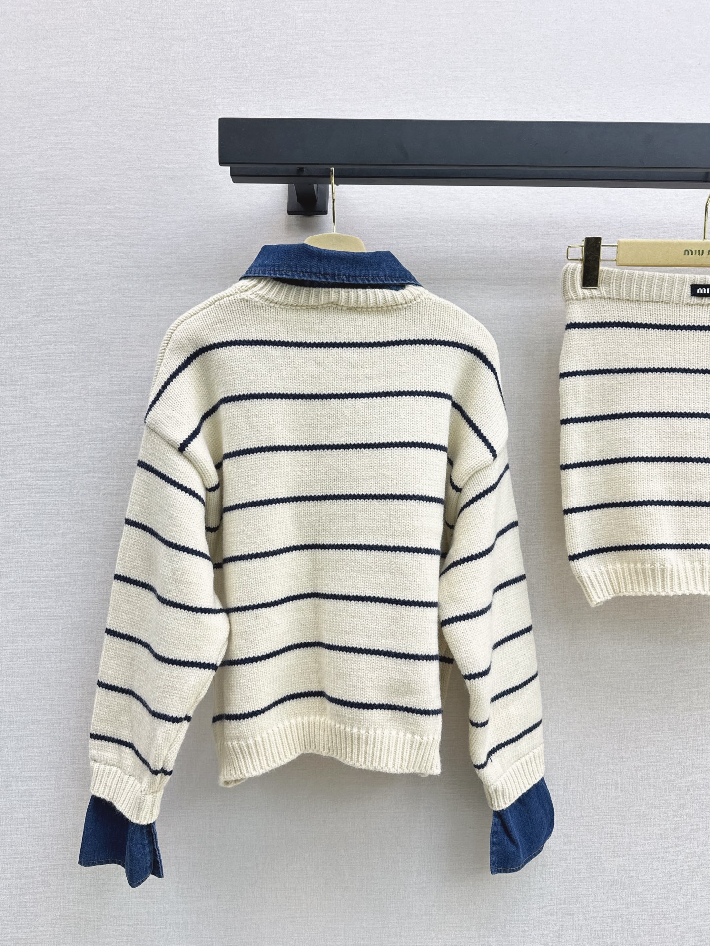 Miu 26fw stripe knitwear skirt sets